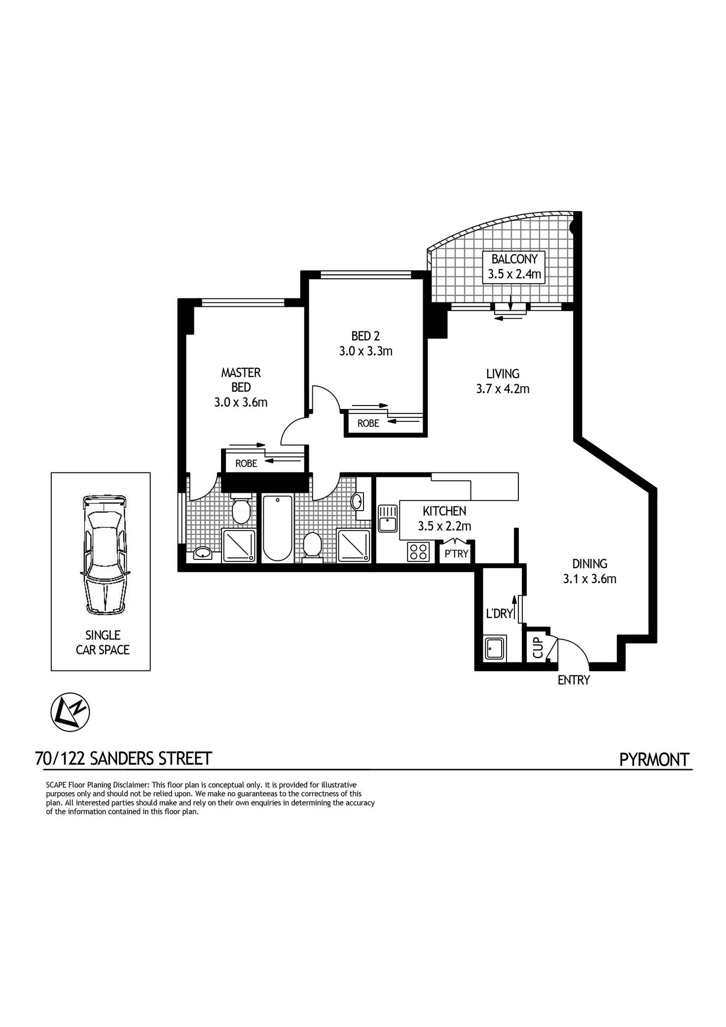 Floorplan of Homely apartment listing, 70/122 Saunders Street, Pyrmont NSW 2009