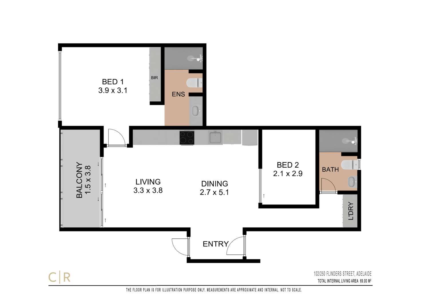Floorplan of Homely apartment listing, 102/250 Flinders Street, Adelaide SA 5000
