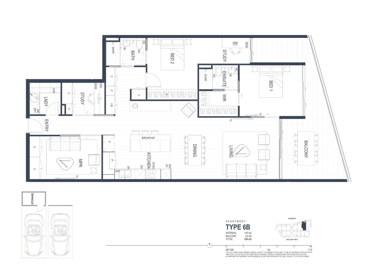 Floorplan of Homely apartment listing, 506/70 Longland Street, Newstead QLD 4006