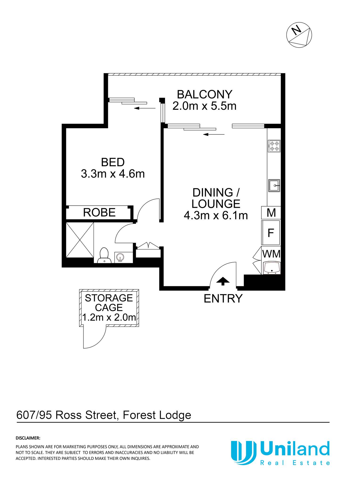 Floorplan of Homely apartment listing, 607/95 Ross Street, Forest Lodge NSW 2037
