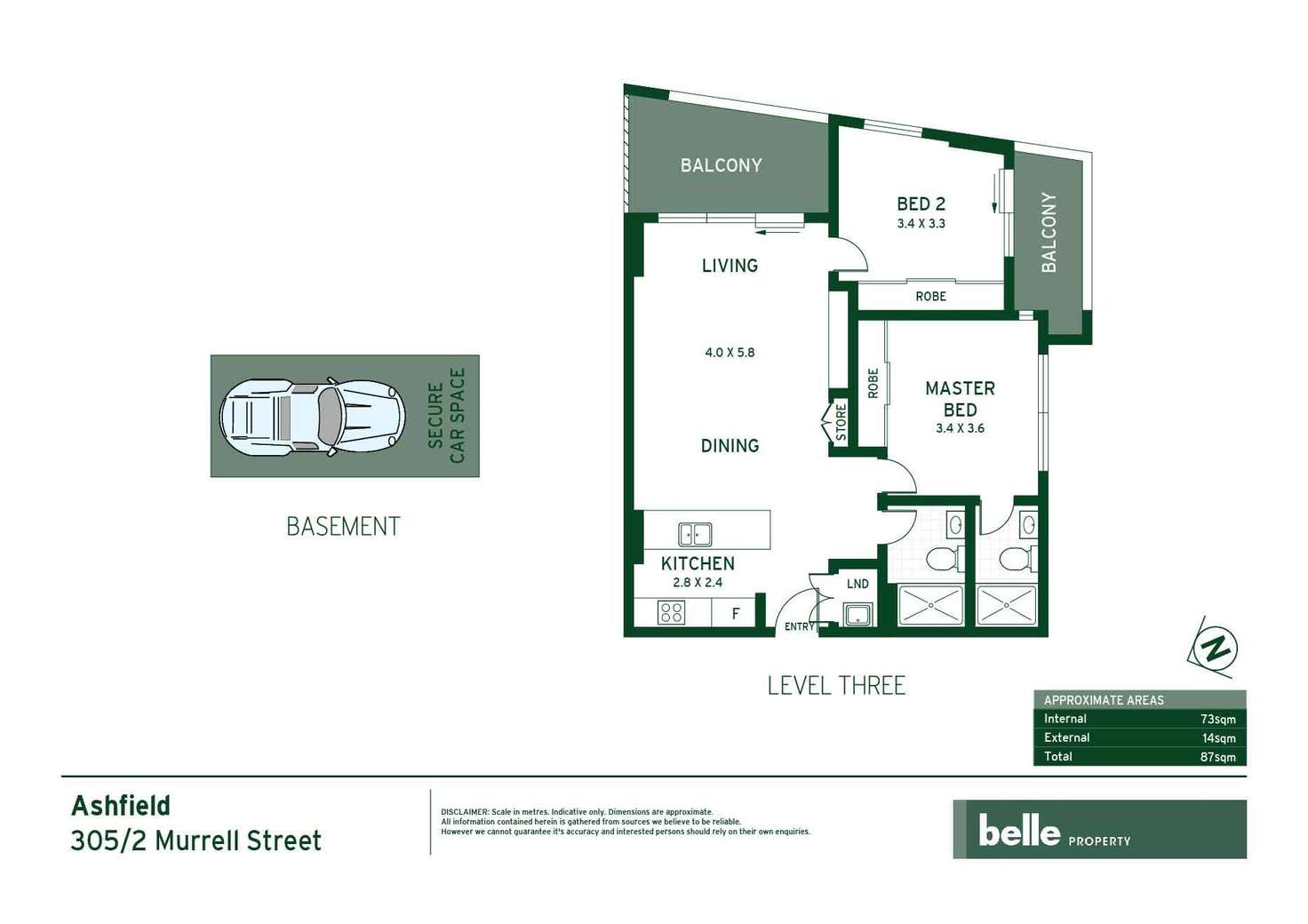 Floorplan of Homely apartment listing, 305/2 Murrell Street, Ashfield NSW 2131