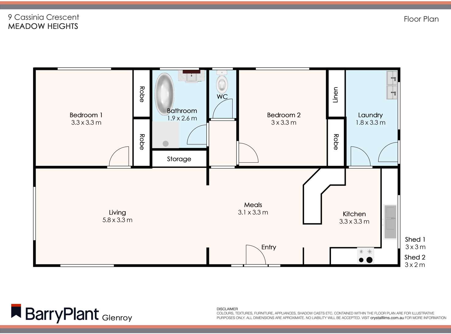 Floorplan of Homely house listing, 9 Cassinia Crescent, Meadow Heights VIC 3048