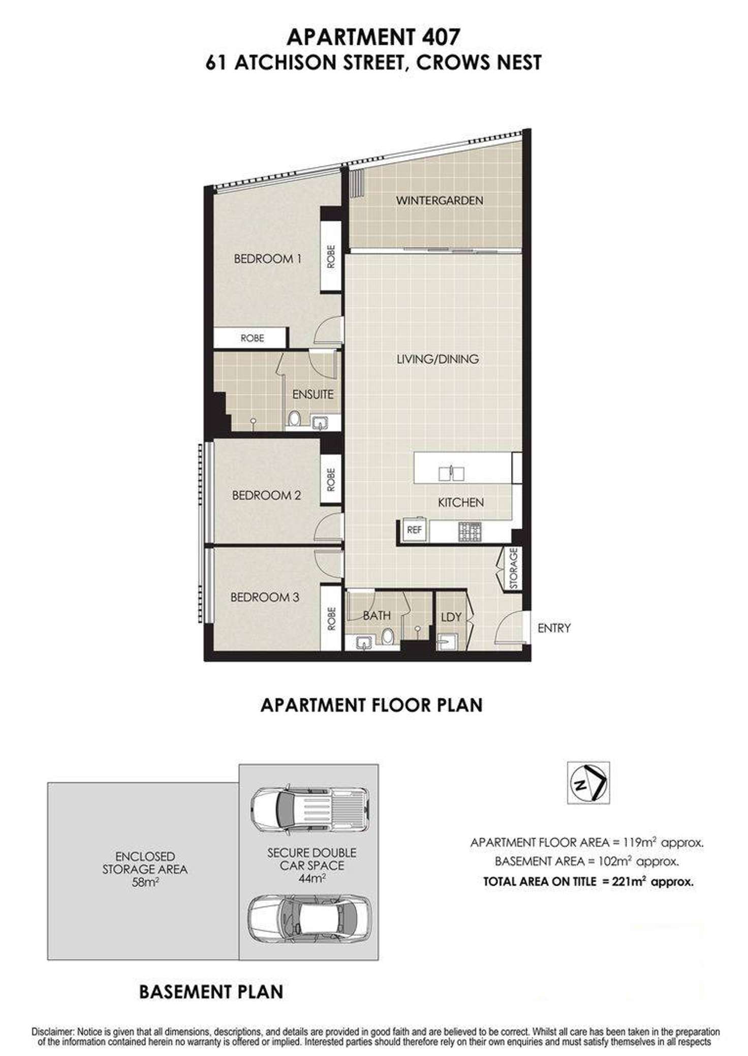 Floorplan of Homely apartment listing, 407/61 Atchison Street, Crows Nest NSW 2065