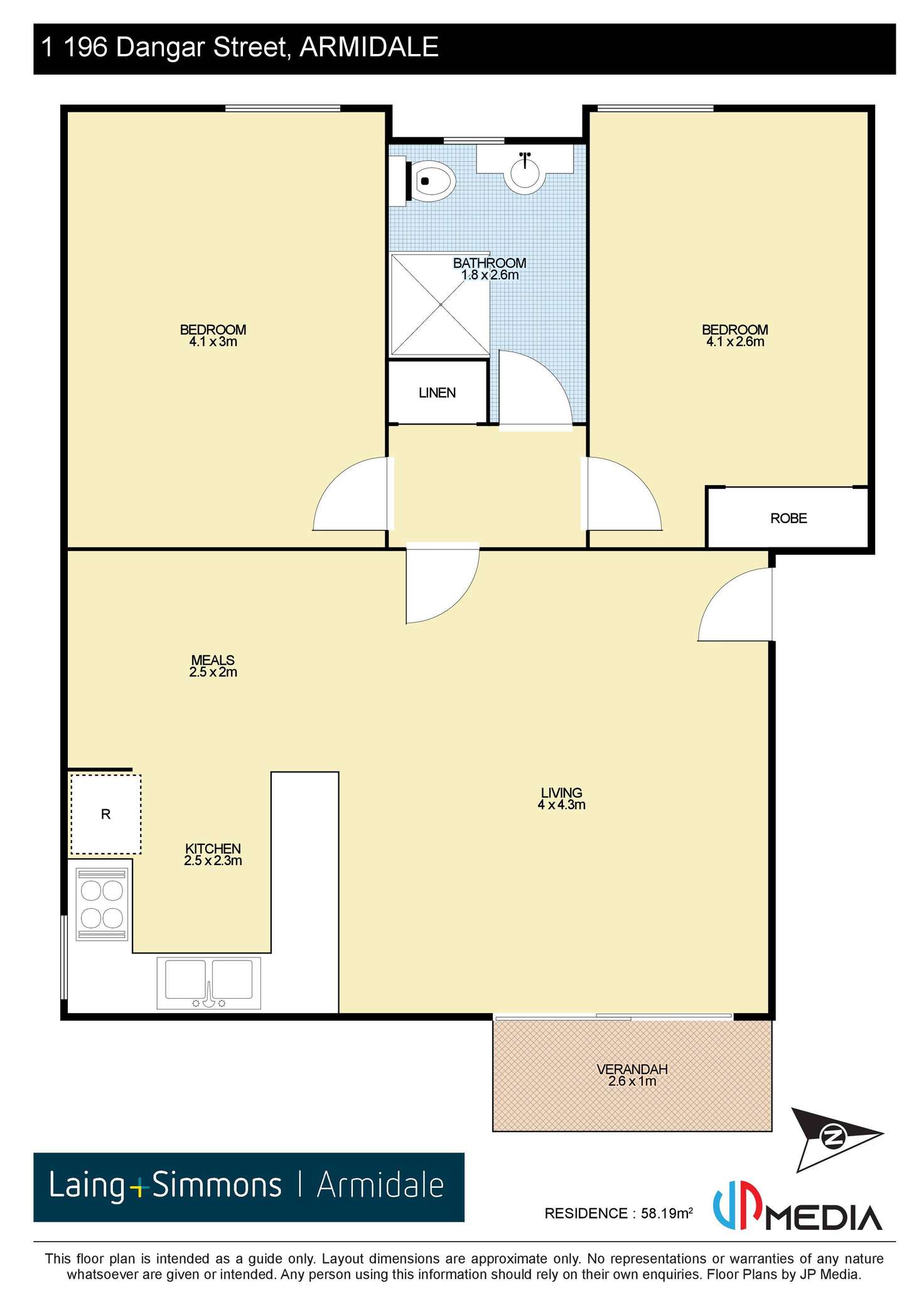 Floorplan of Homely unit listing, 1/196 Dangar Street, Armidale NSW 2350