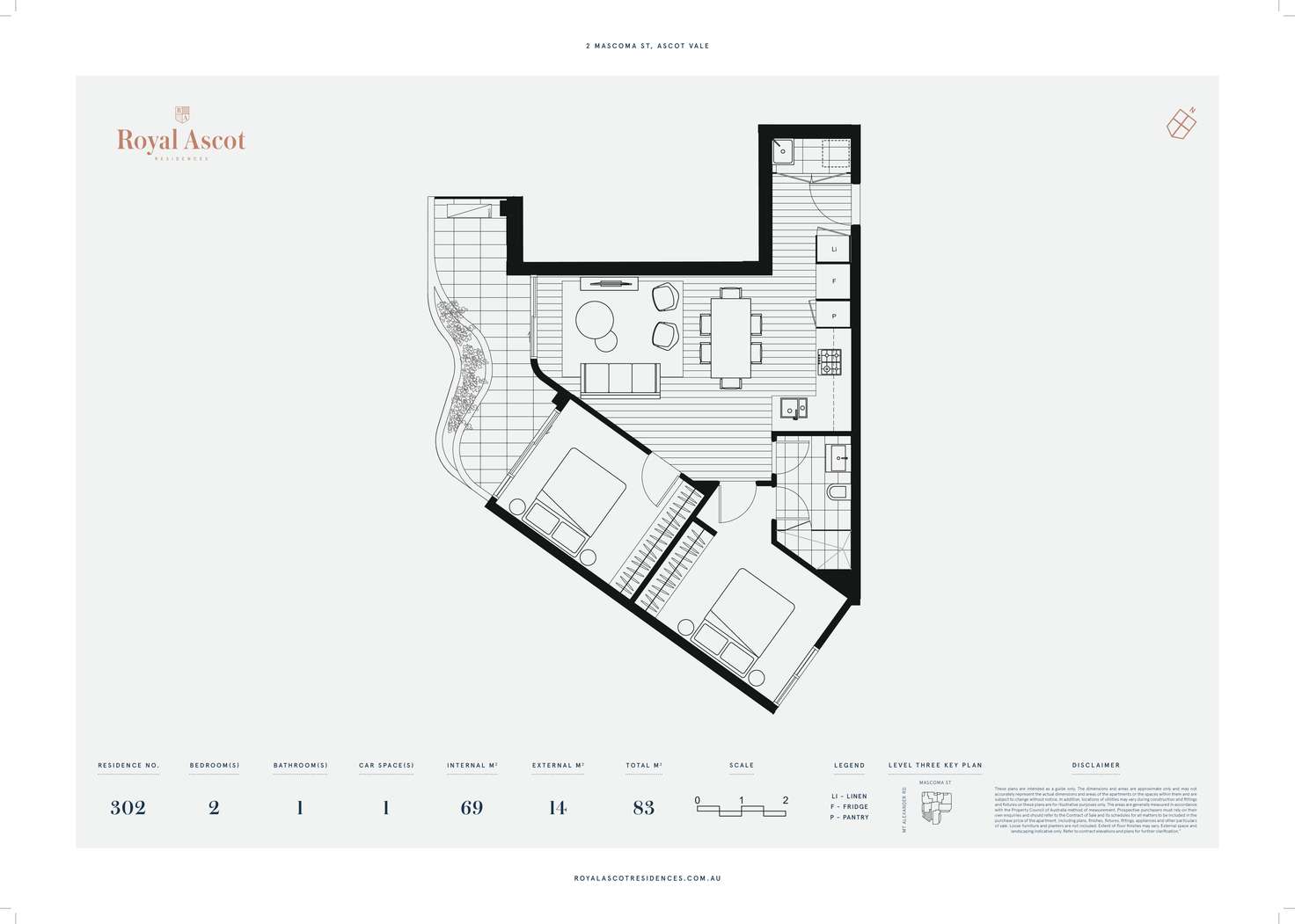 Floorplan of Homely apartment listing, 302/2 Mascoma Street, Ascot Vale VIC 3032