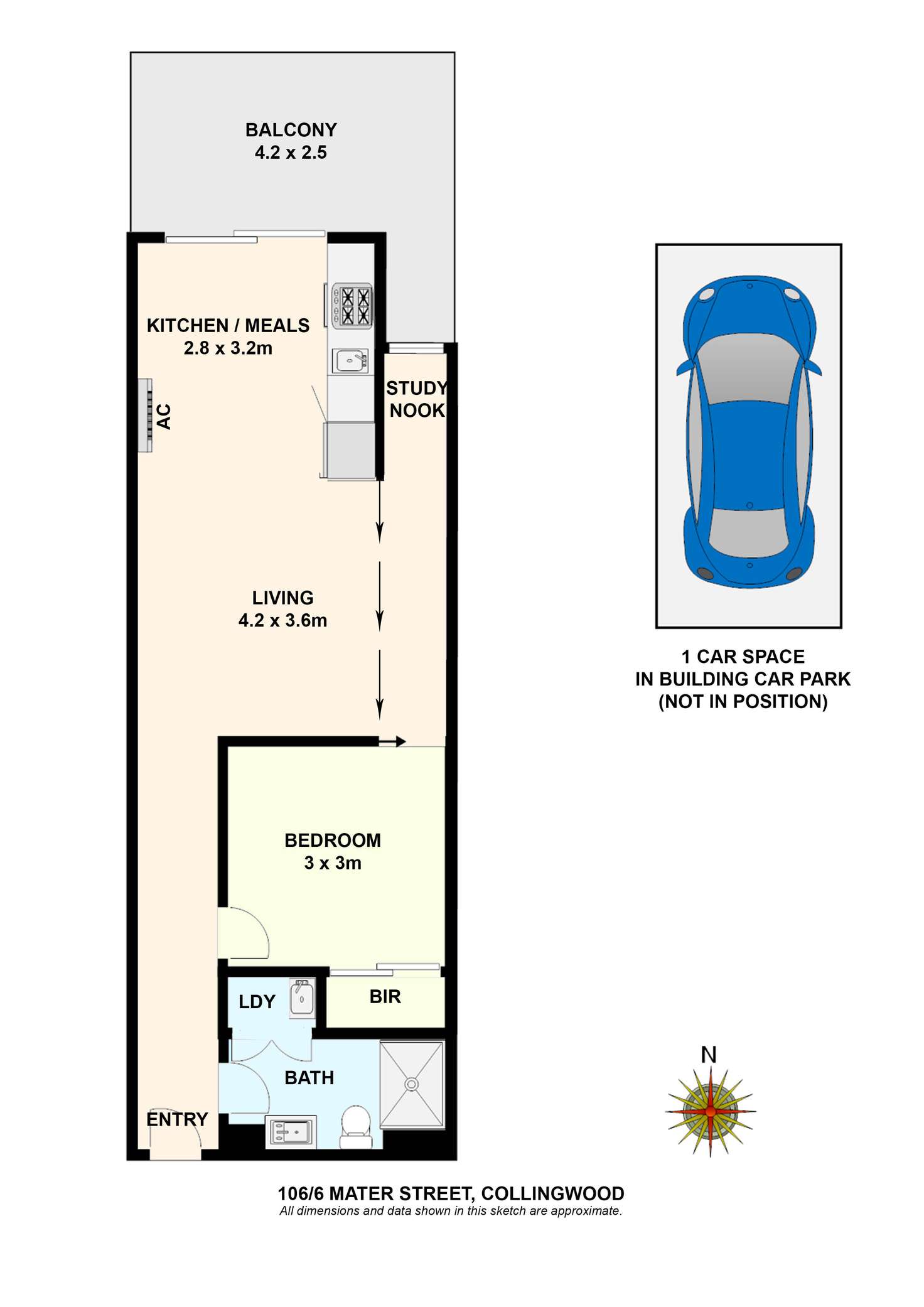 Floorplan of Homely apartment listing, 106/6 Mater Street, Collingwood VIC 3066