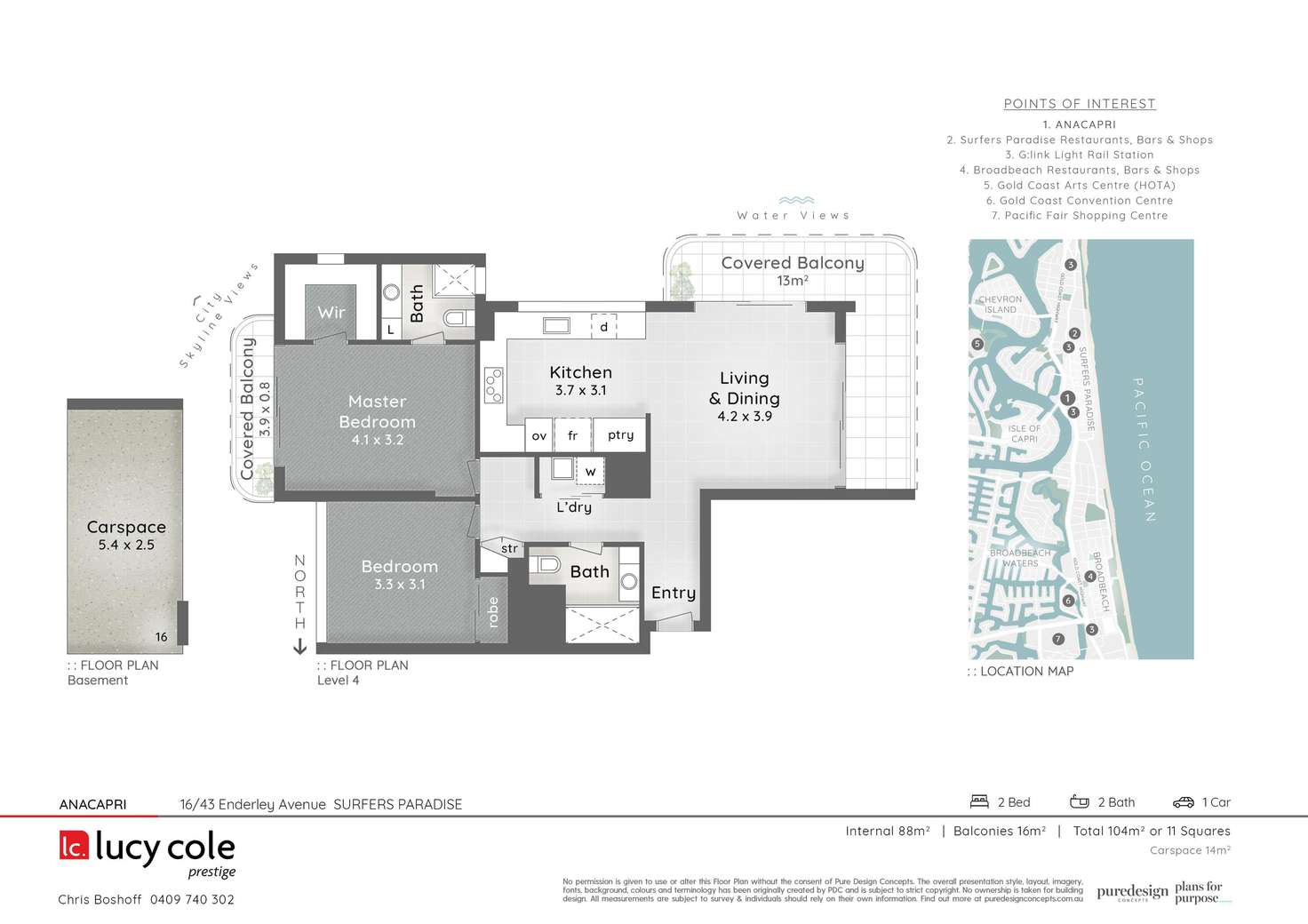 Floorplan of Homely apartment listing, 16/43 Enderley Avenue, Surfers Paradise QLD 4217