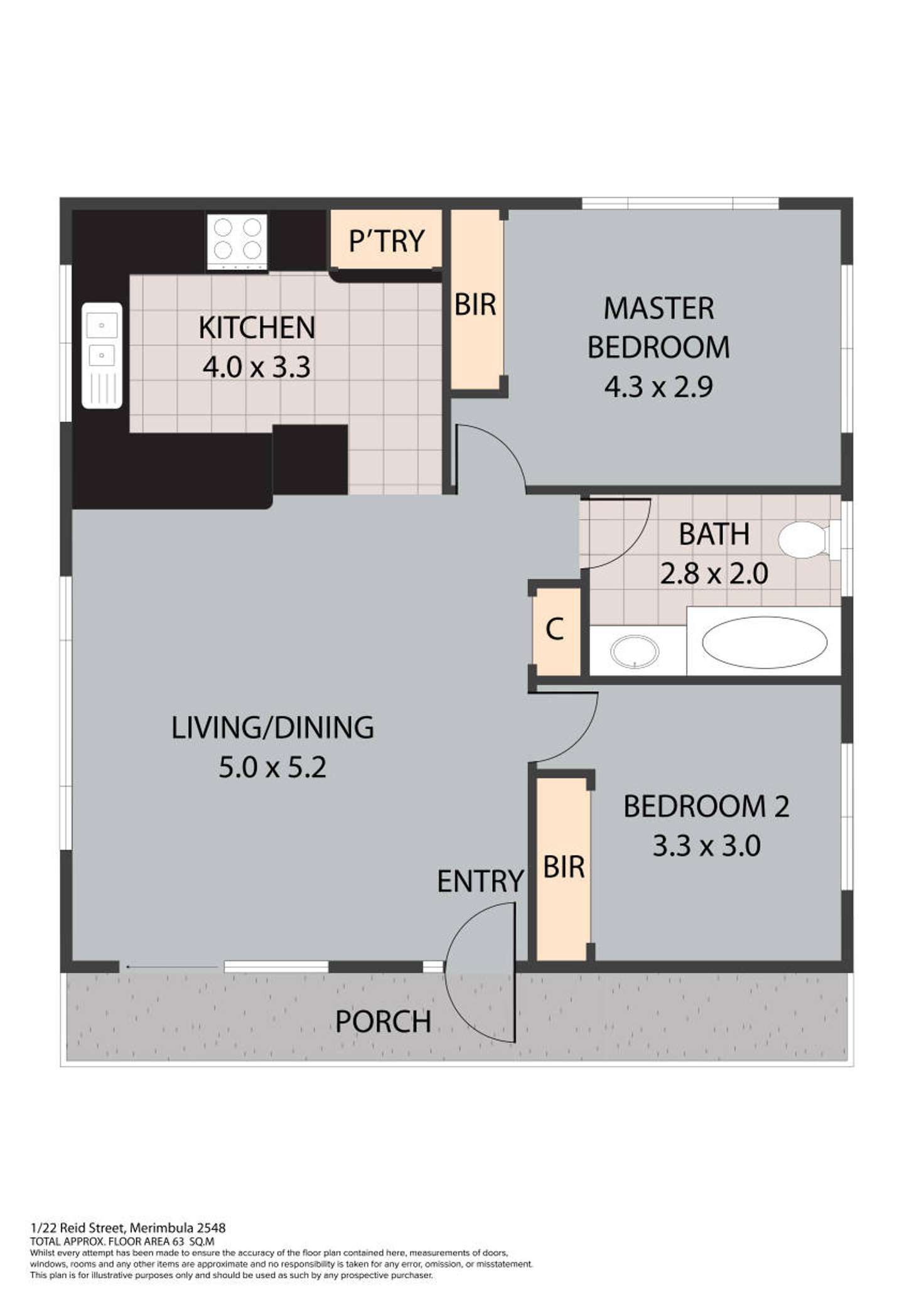 Floorplan of Homely unit listing, 1/22 Reid Street, Merimbula NSW 2548