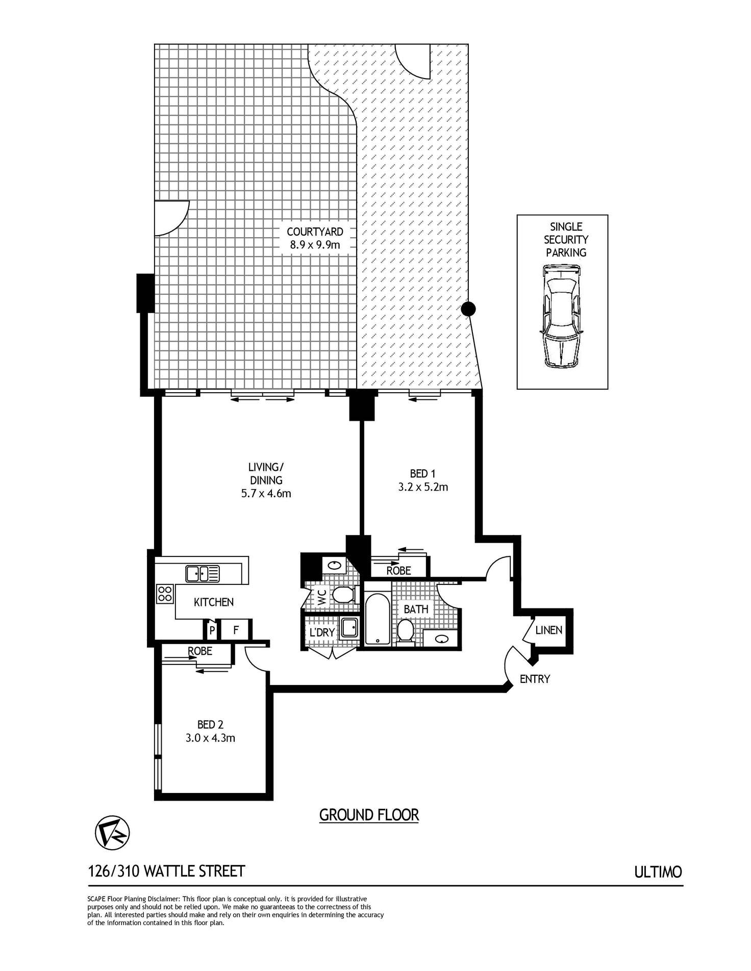 Floorplan of Homely apartment listing, 126/310 Wattle Street, Ultimo NSW 2007