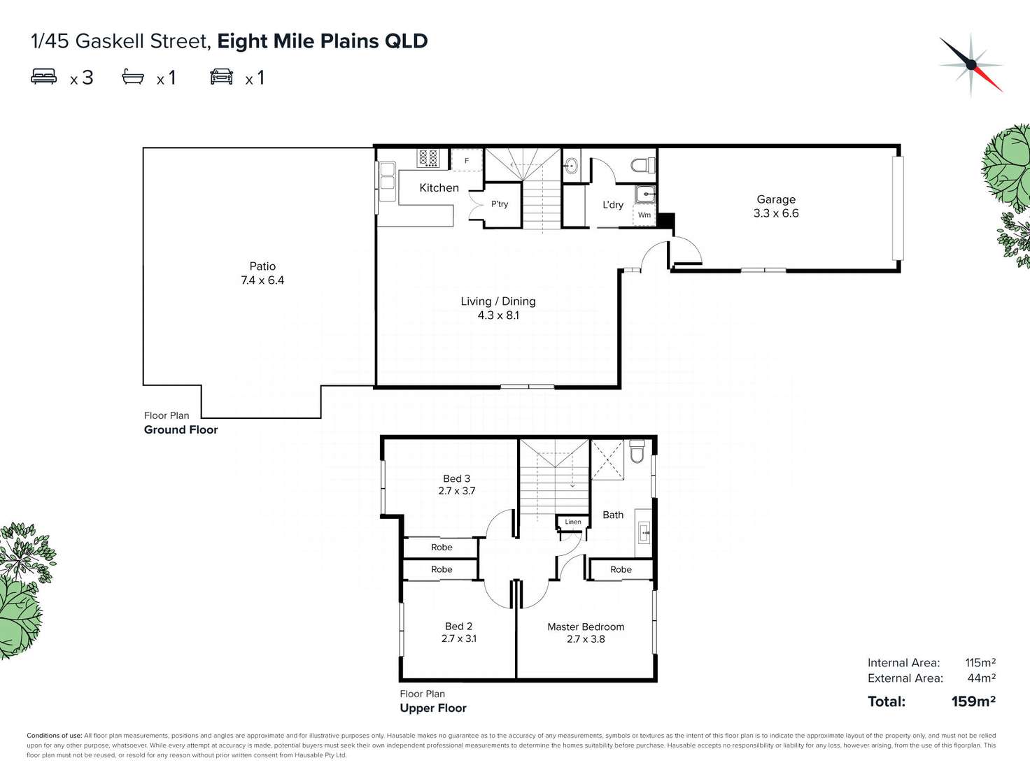 Floorplan of Homely townhouse listing, 1/45 Gaskell Street, Eight Mile Plains QLD 4113