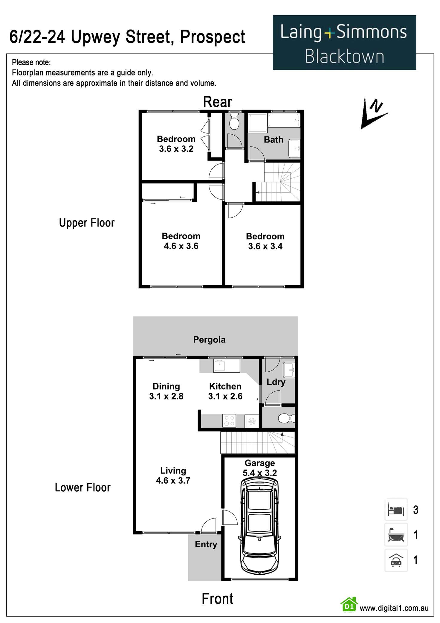 Floorplan of Homely townhouse listing, 6/24 Upwey Street, Prospect NSW 2148