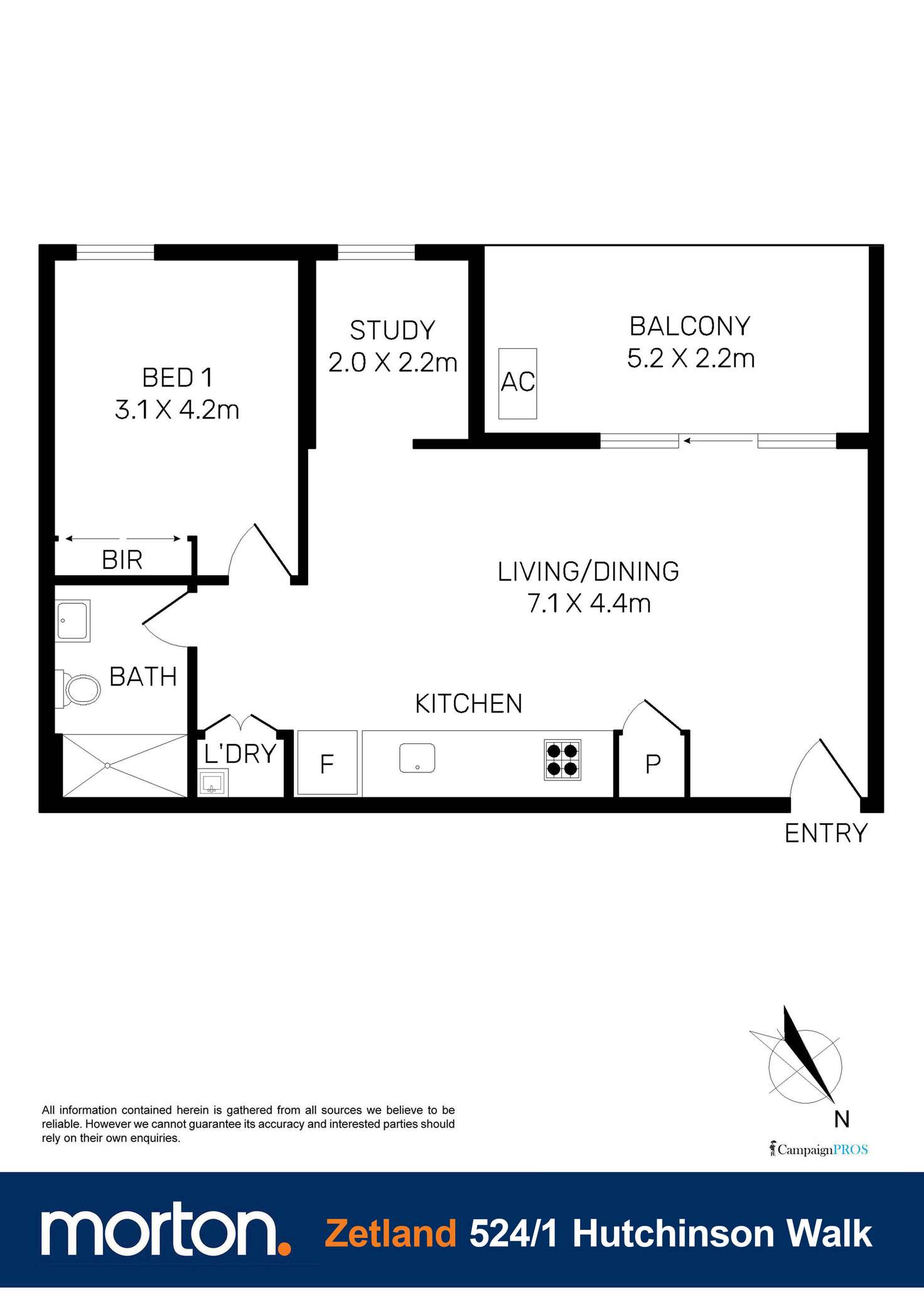 Floorplan of Homely apartment listing, 524/1 Hutchinson Walk, Zetland NSW 2017