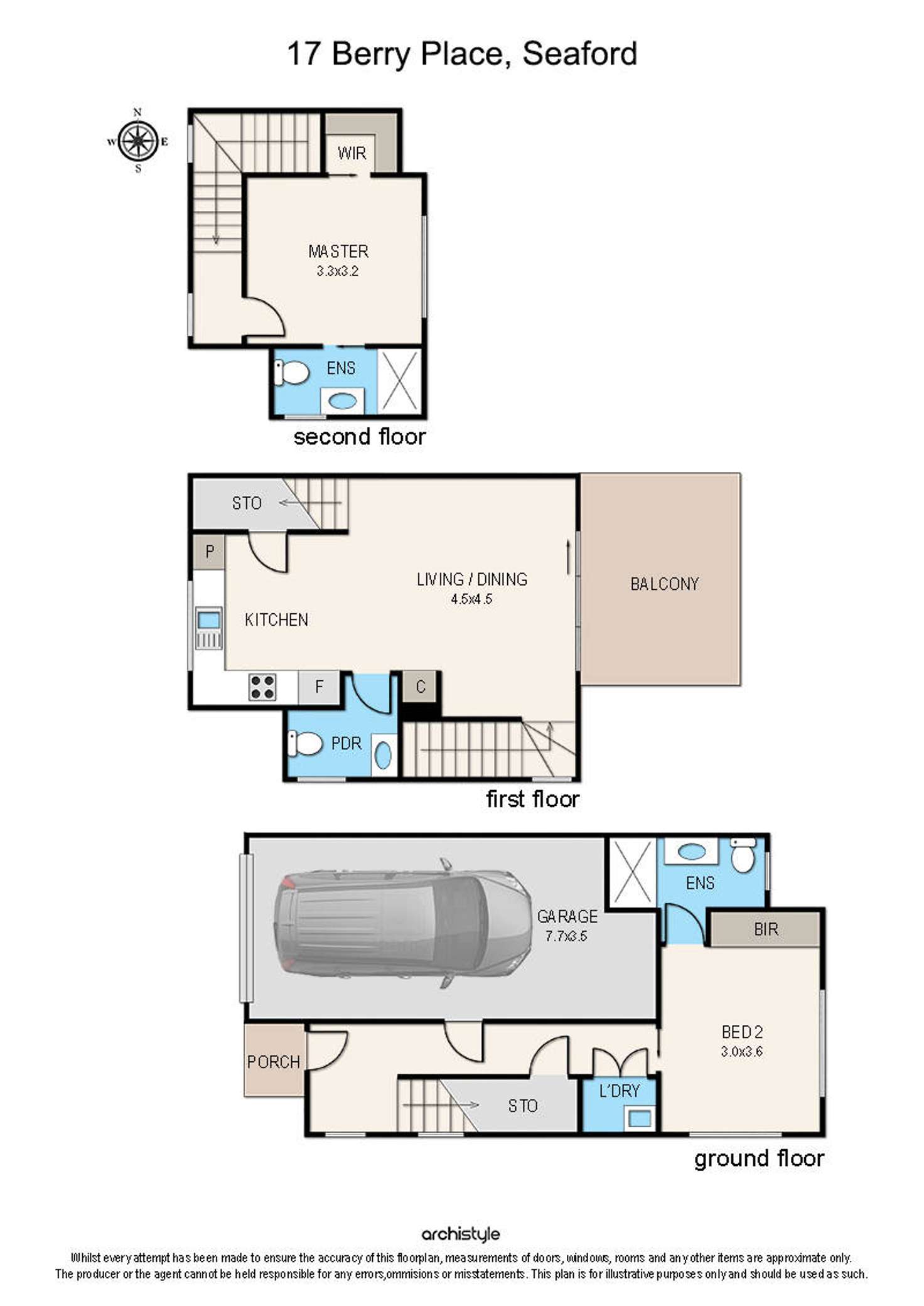 Floorplan of Homely townhouse listing, 17 Berry Place, Seaford VIC 3198