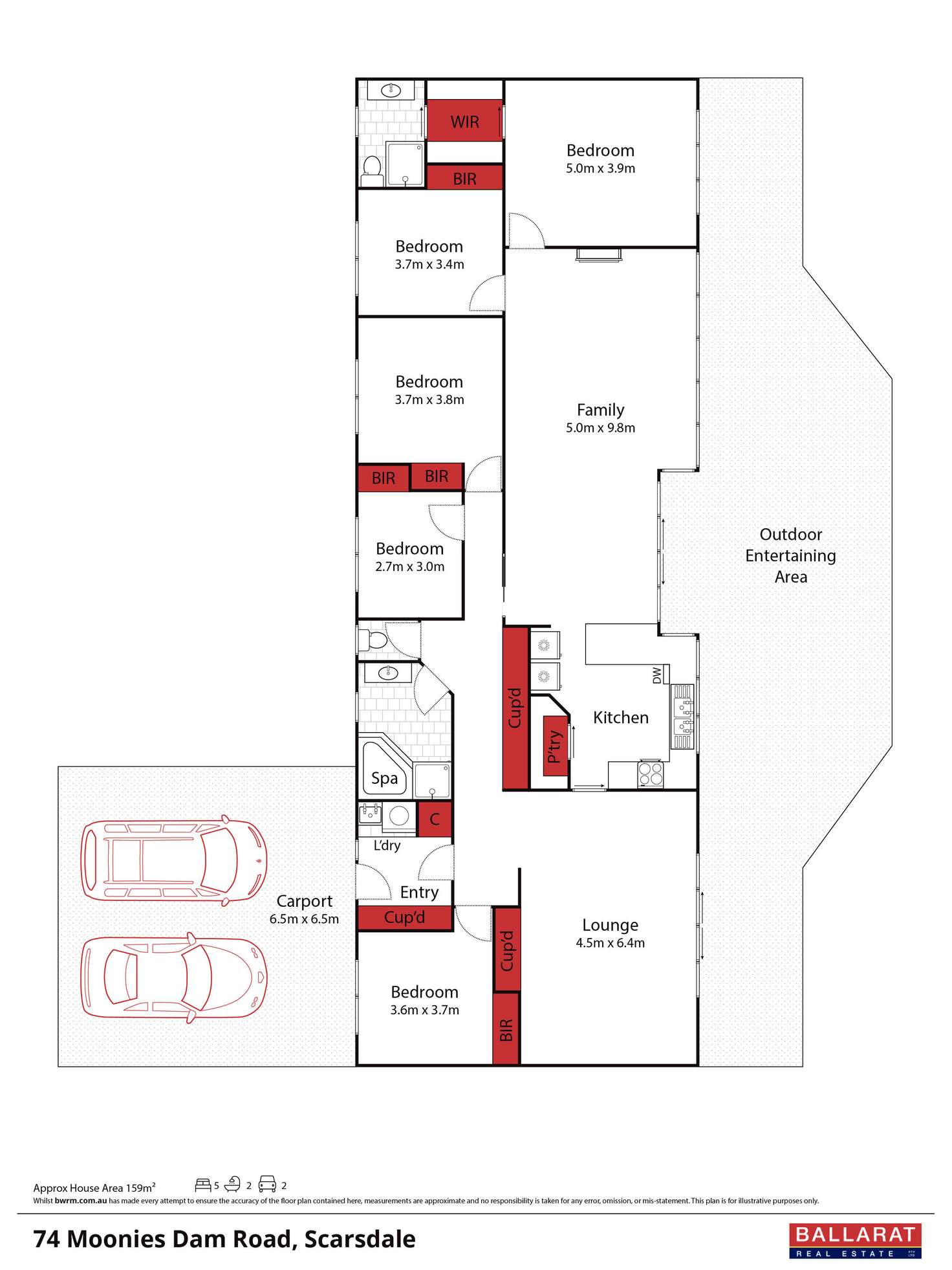 Floorplan of Homely house listing, 74 Moonies Dam Road, Scarsdale VIC 3351