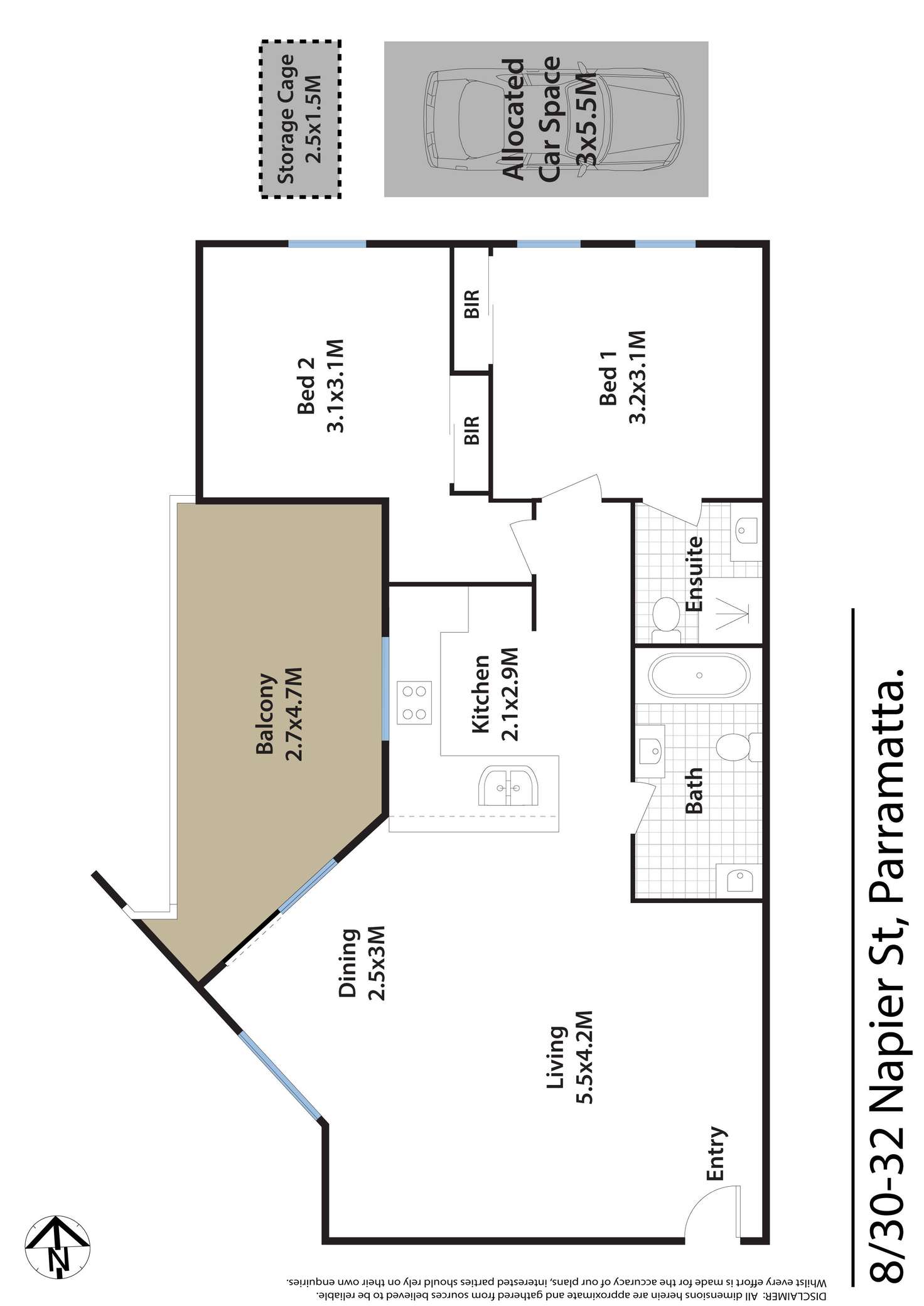 Floorplan of Homely unit listing, 8/30-32 Napier Street, Parramatta NSW 2150