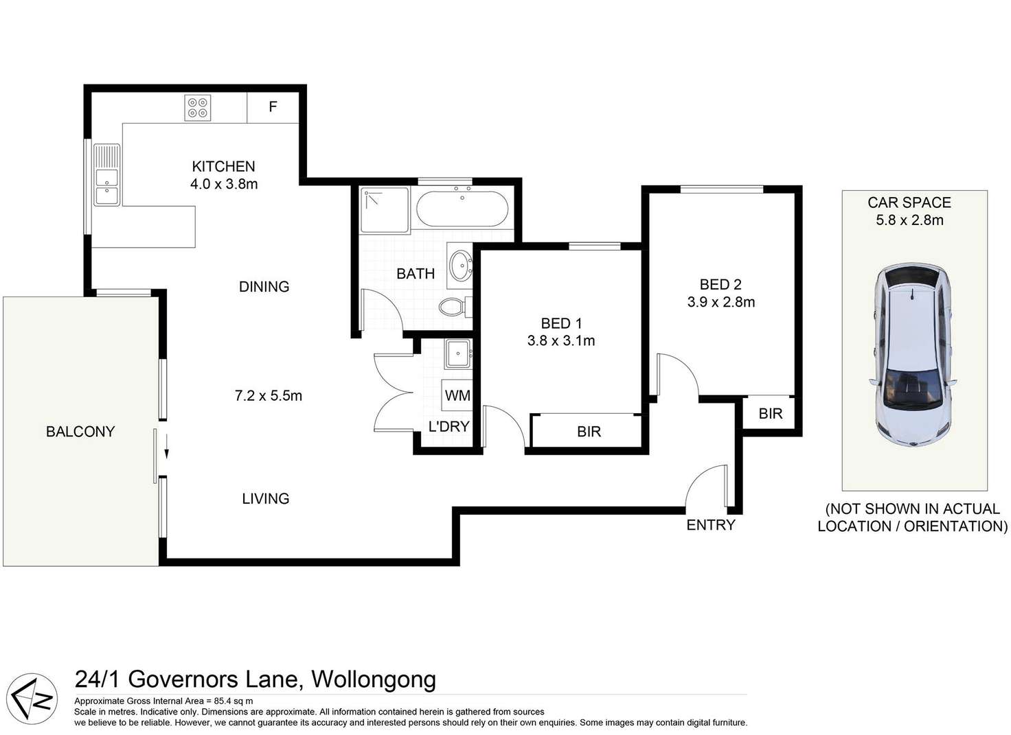 Floorplan of Homely apartment listing, 24/1 Governors Lane, Wollongong NSW 2500