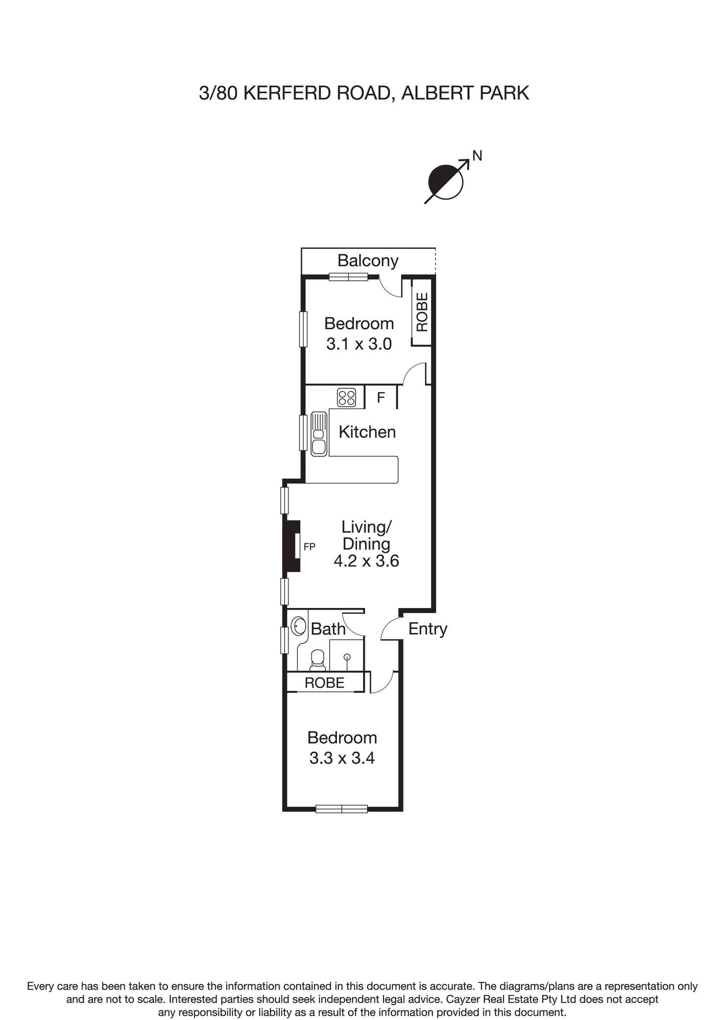 Floorplan of Homely apartment listing, 3/80 Kerferd Road, Albert Park VIC 3206