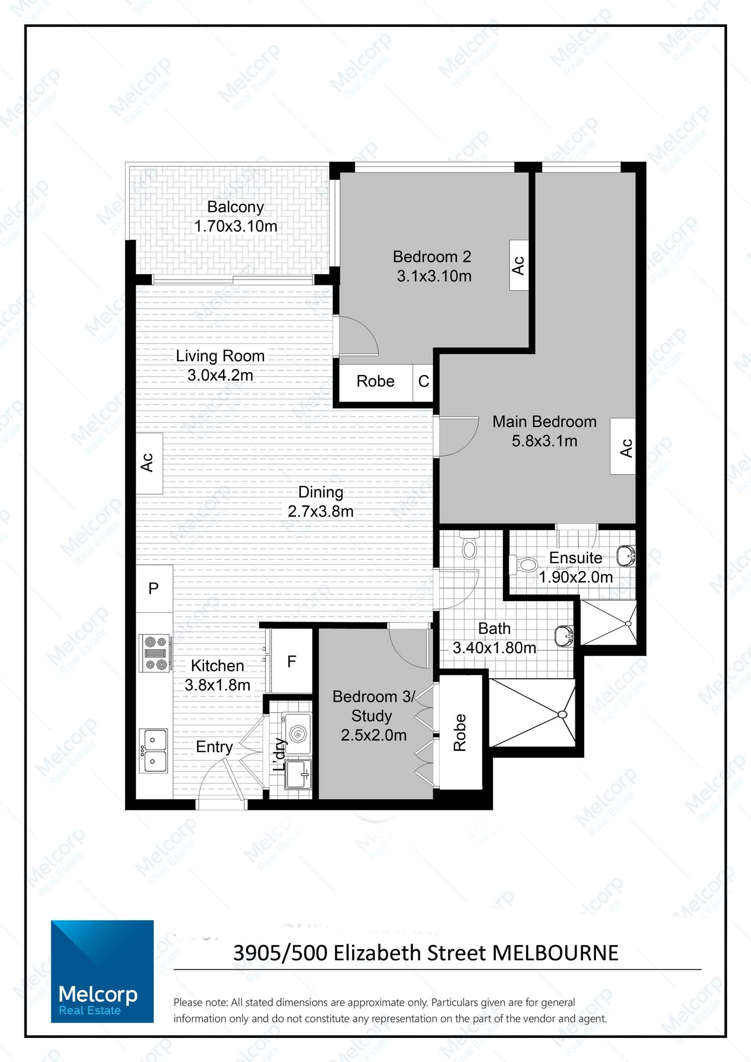 Floorplan of Homely apartment listing, 3905/500 Elizabeth Street, Melbourne VIC 3000