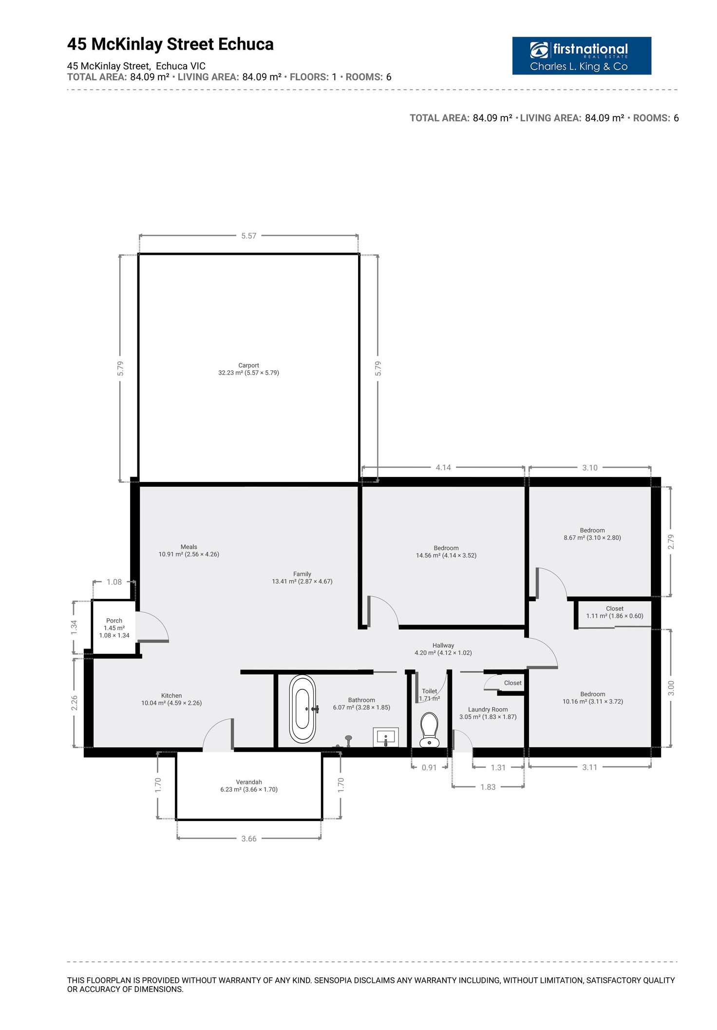 Floorplan of Homely house listing, 45 McKinlay Street, Echuca VIC 3564