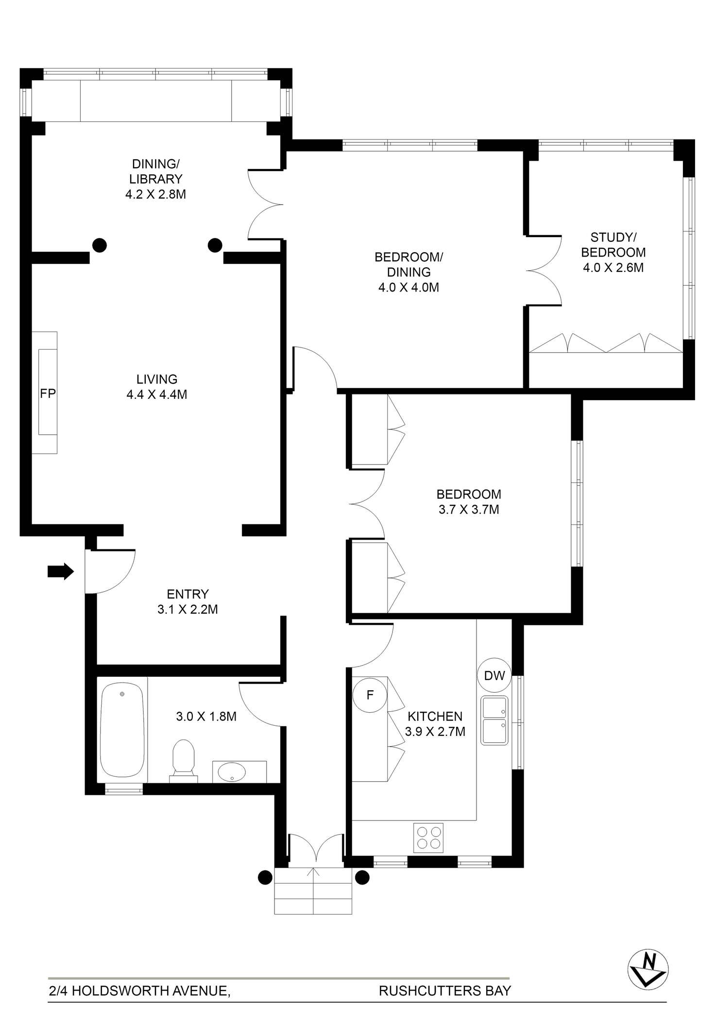 Floorplan of Homely apartment listing, 2/4 Holdsworth Avenue, Elizabeth Bay NSW 2011