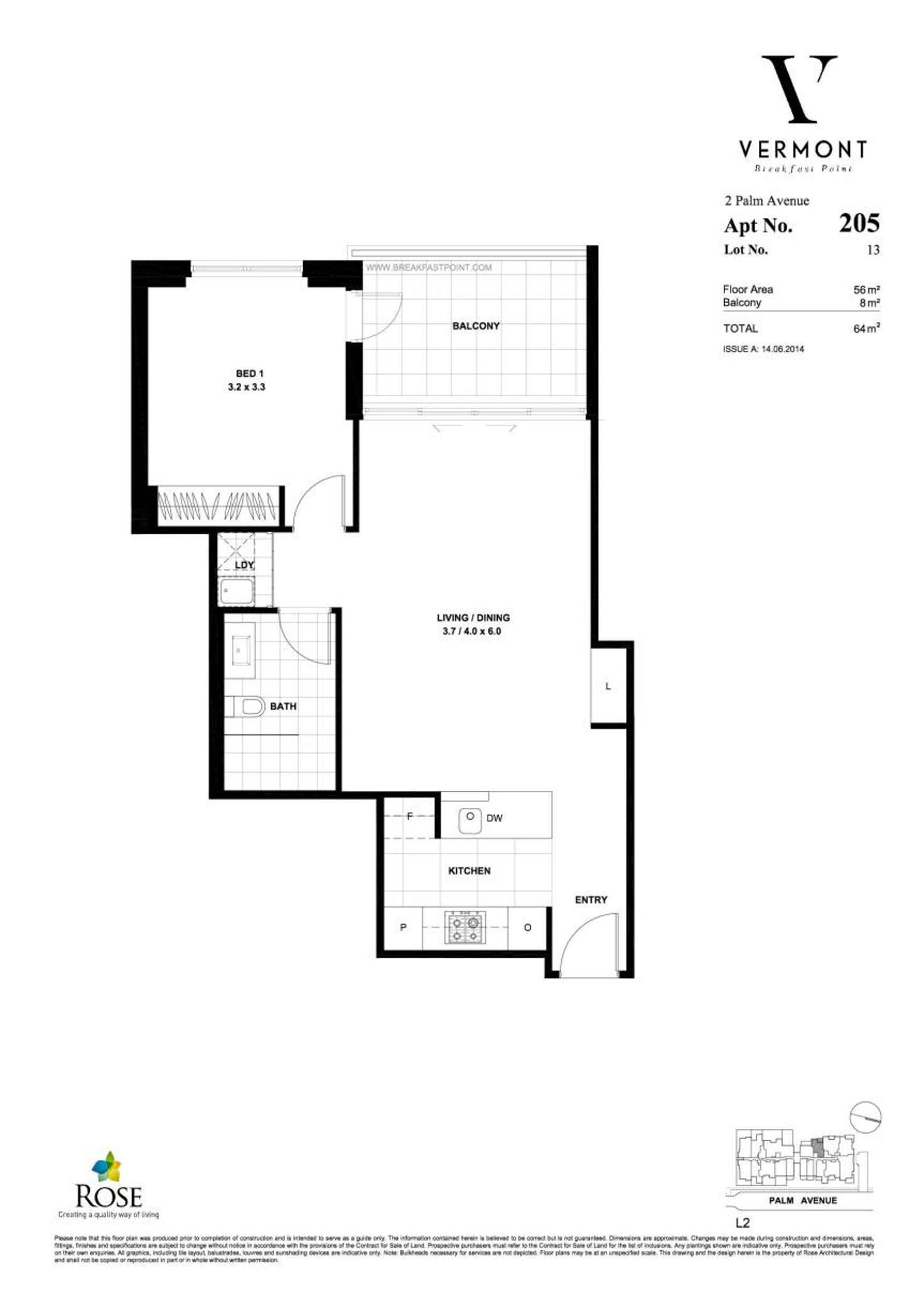 Floorplan of Homely apartment listing, 205/2 Palm Avenue, Breakfast Point NSW 2137