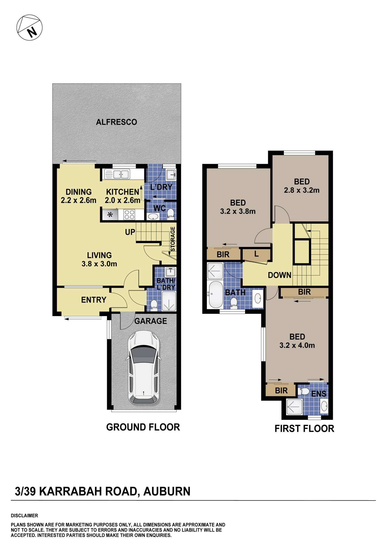 Floorplan of Homely townhouse listing, 3/39-41 Karrabah Road, Auburn NSW 2144