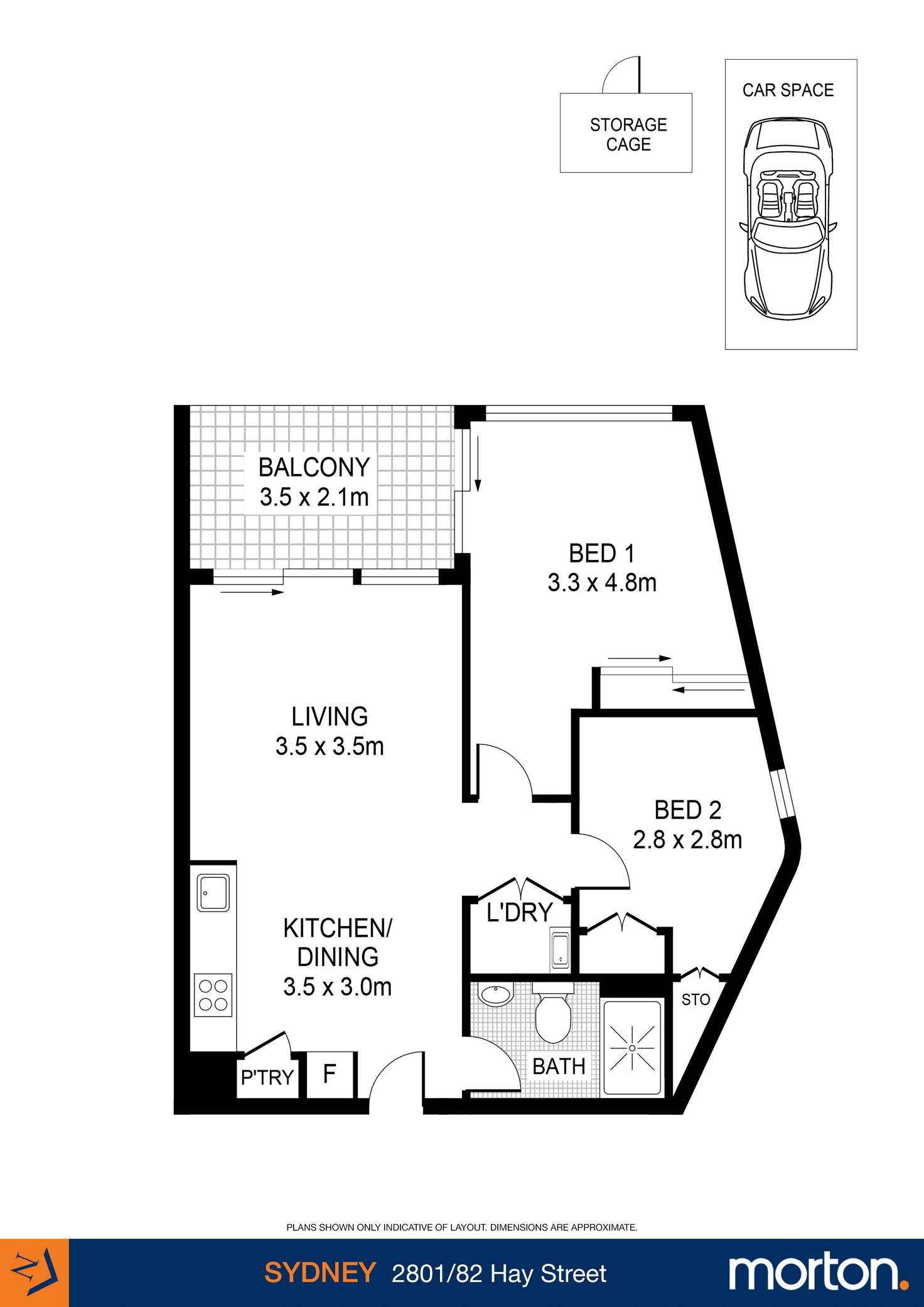 Floorplan of Homely apartment listing, 2801/82 Hay Street, Haymarket NSW 2000