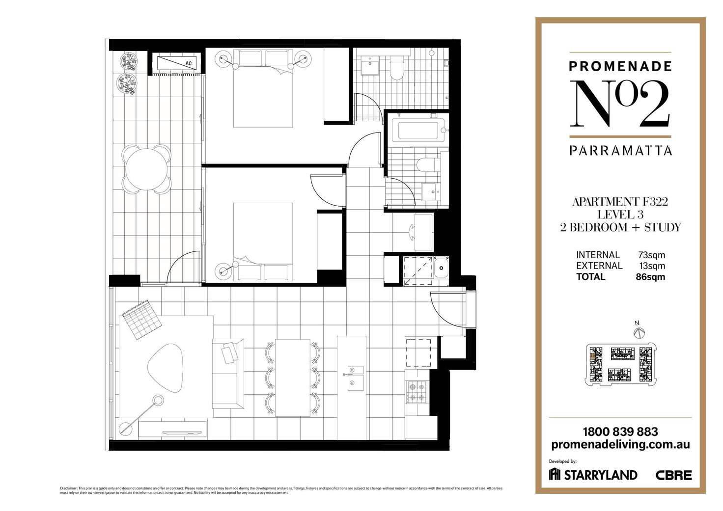 Floorplan of Homely apartment listing, F322/1 Broughton Street, Parramatta NSW 2150