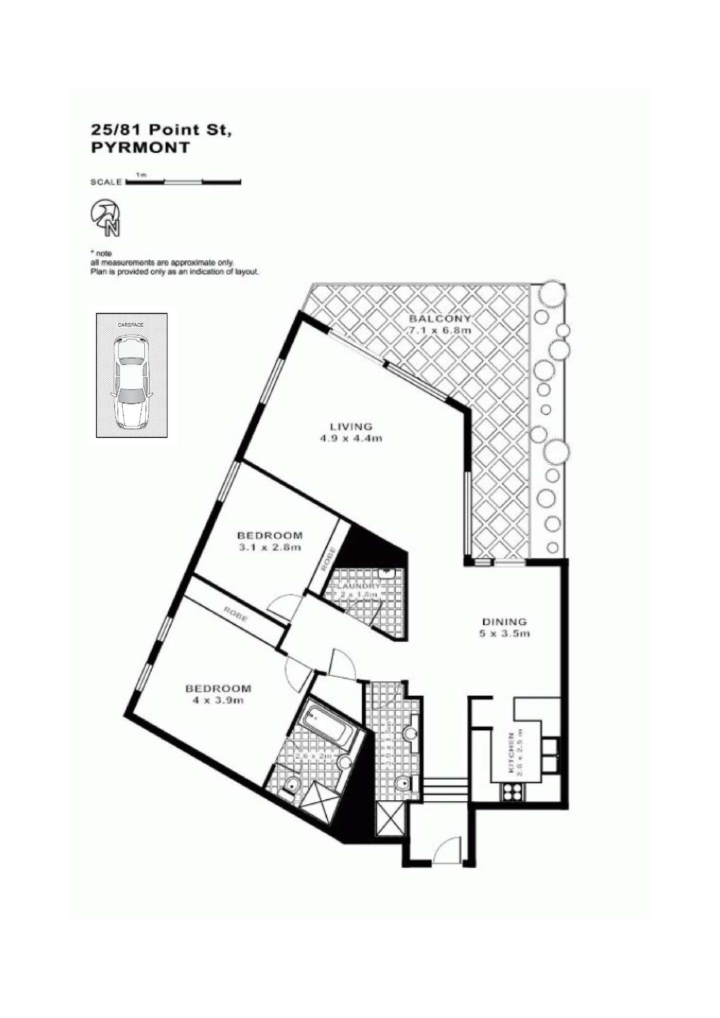 Floorplan of Homely apartment listing, 25/81 Point Street, Pyrmont NSW 2009