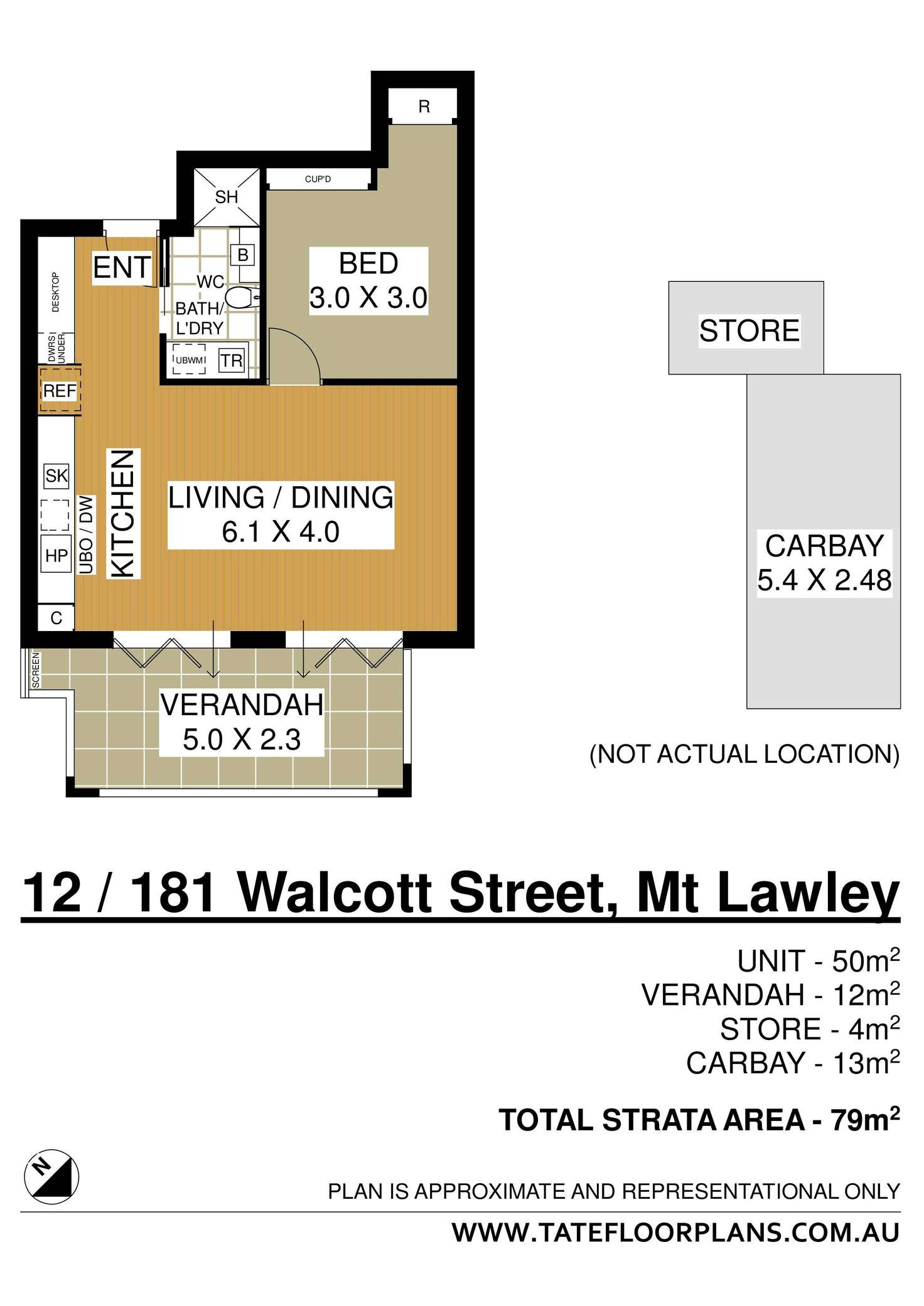 Floorplan of Homely apartment listing, 12/181 Walcott Street, Mount Lawley WA 6050