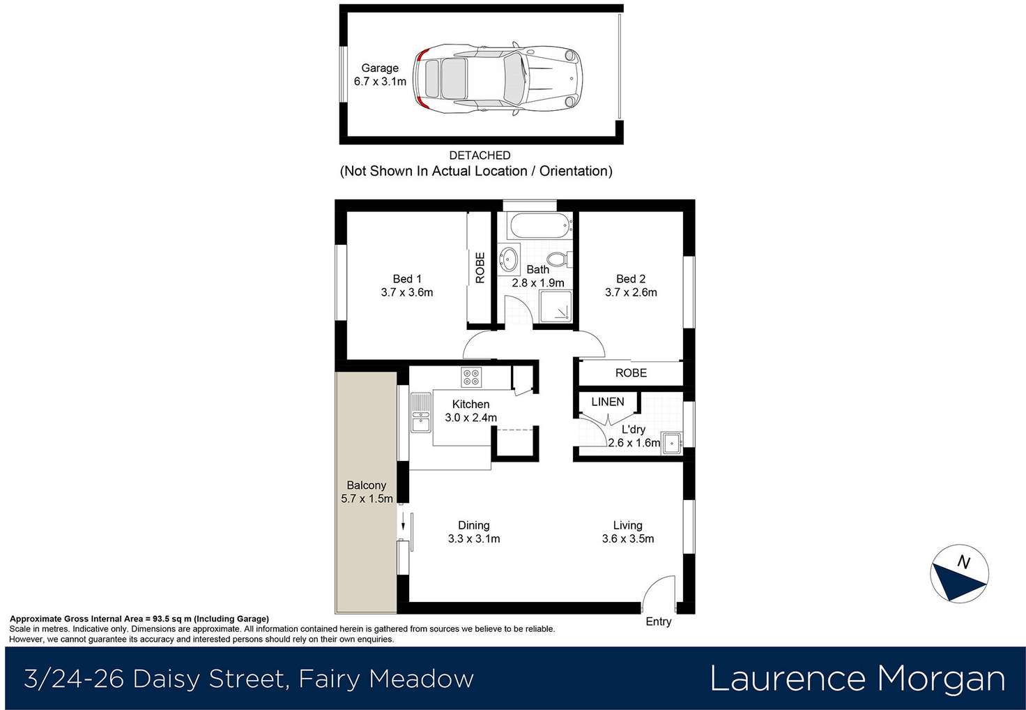 Floorplan of Homely unit listing, 3/24-26 Daisy Street, Fairy Meadow NSW 2519
