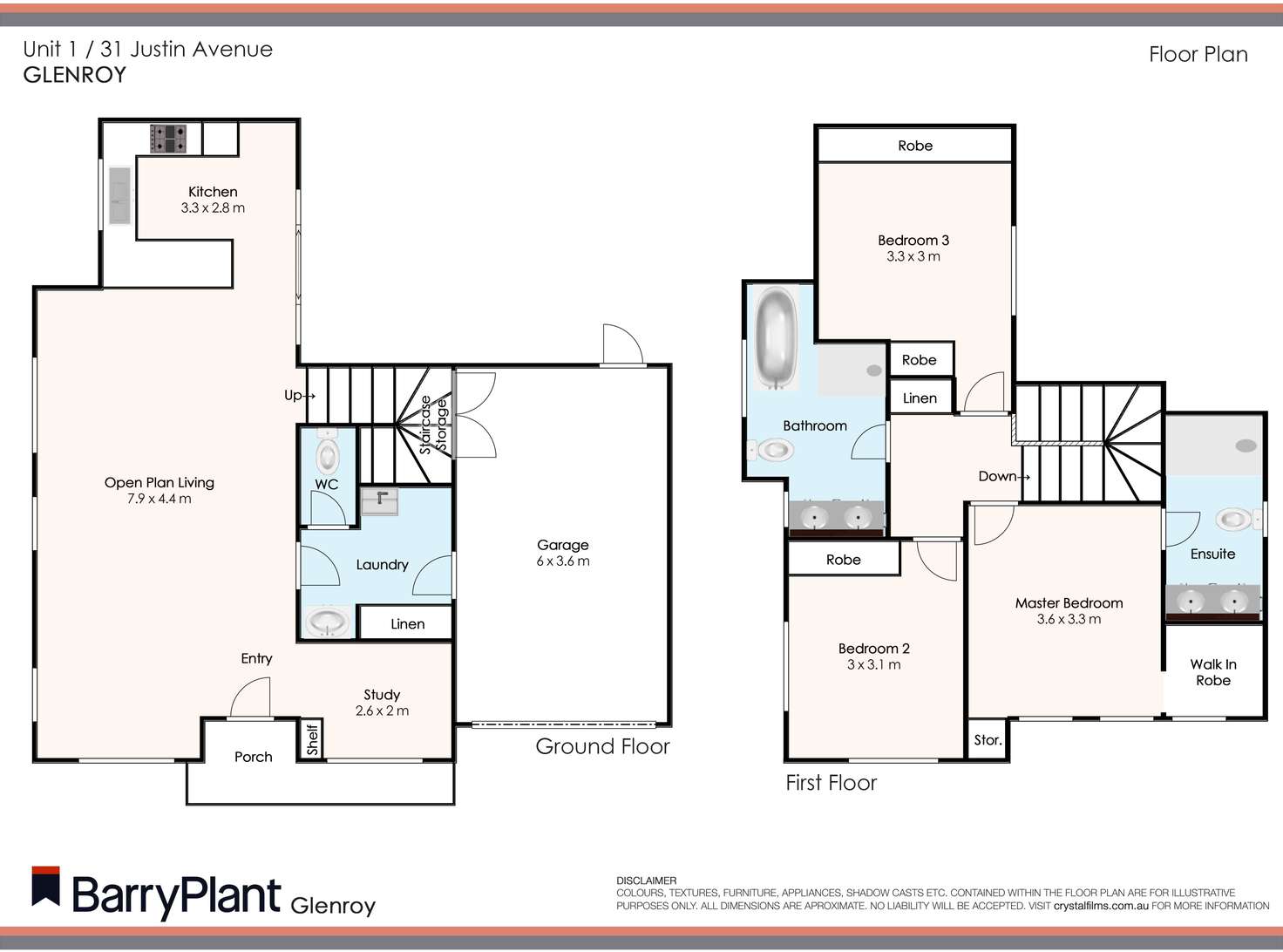 Floorplan of Homely townhouse listing, 1/31 Justin Avenue, Glenroy VIC 3046