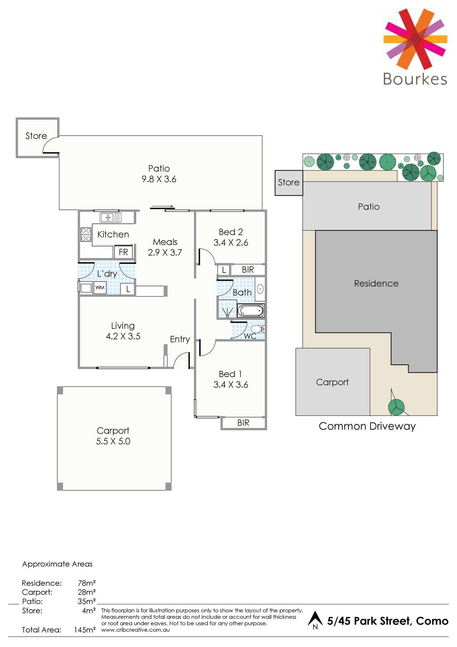 Floorplan of Homely villa listing, 5/45 Park Street, Como WA 6152