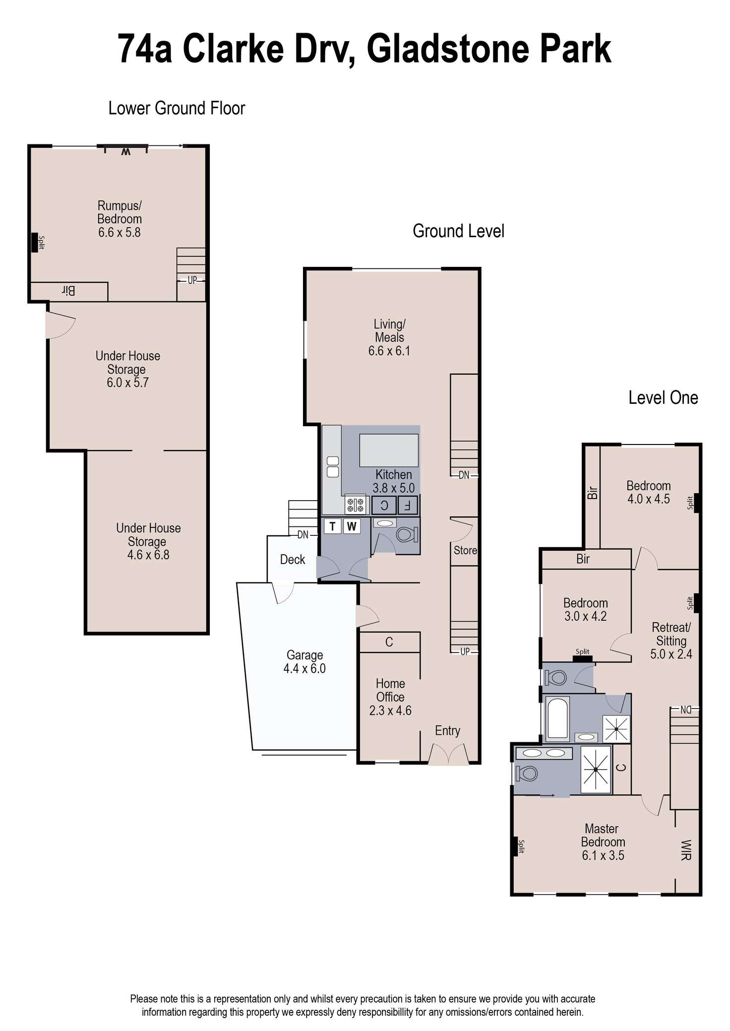 Floorplan of Homely townhouse listing, 74A Clarke Drive, Gladstone Park VIC 3043