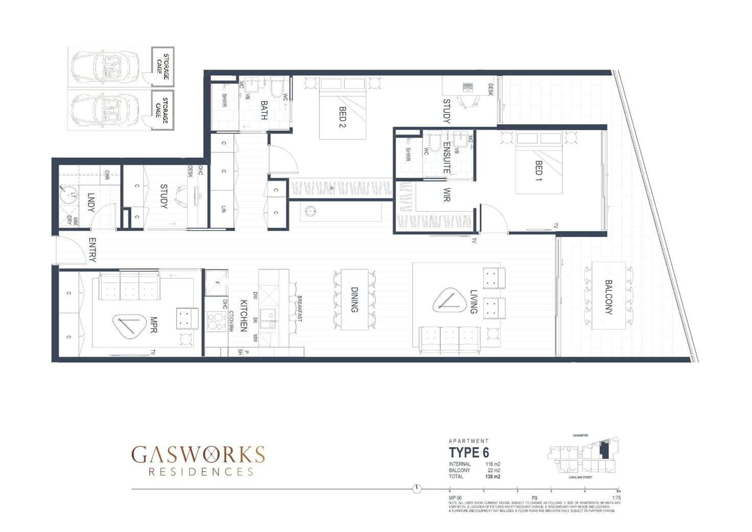 Floorplan of Homely apartment listing, 606/70 Longland Street, Newstead QLD 4006