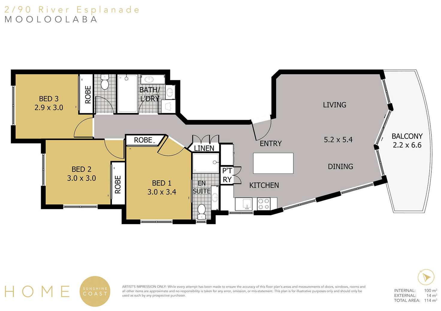 Floorplan of Homely unit listing, 2/90 River Esplanade, Mooloolaba QLD 4557