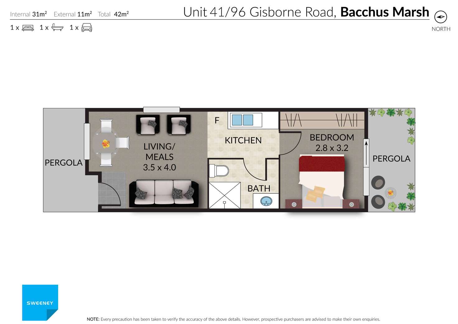 Floorplan of Homely unit listing, 41/96 Gisborne Road, Bacchus Marsh VIC 3340