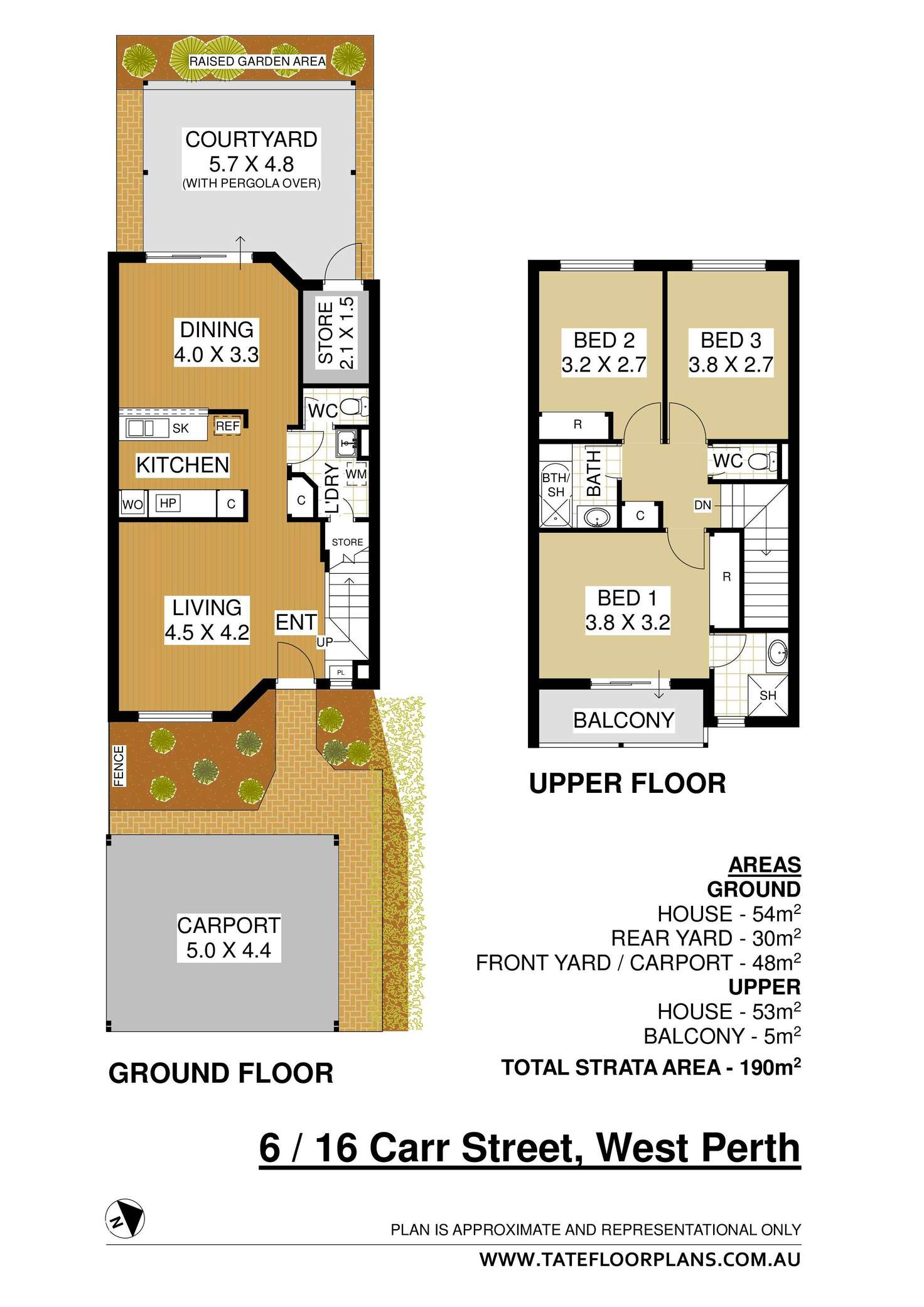 Floorplan of Homely townhouse listing, 6/16 Carr Street, West Perth WA 6005