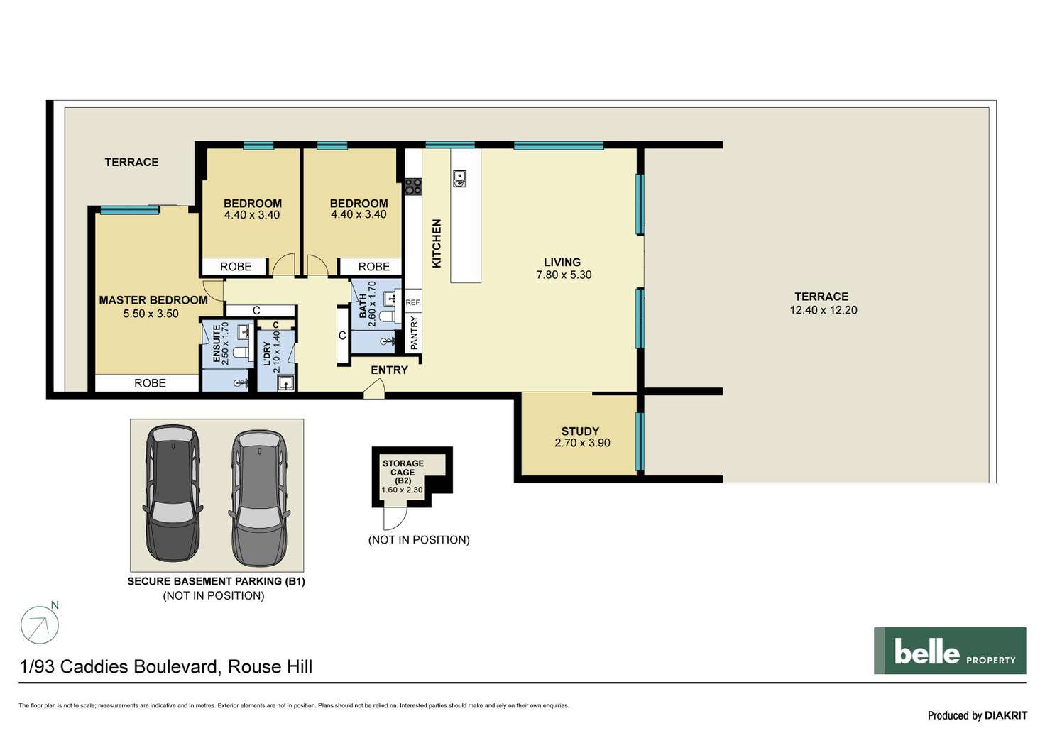 Floorplan of Homely apartment listing, 1/93 Caddies Boulevard, Rouse Hill NSW 2155