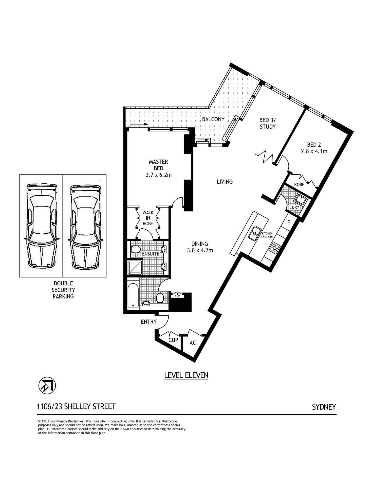 Floorplan of Homely apartment listing, 1106/23 Shelley Street, Sydney NSW 2000