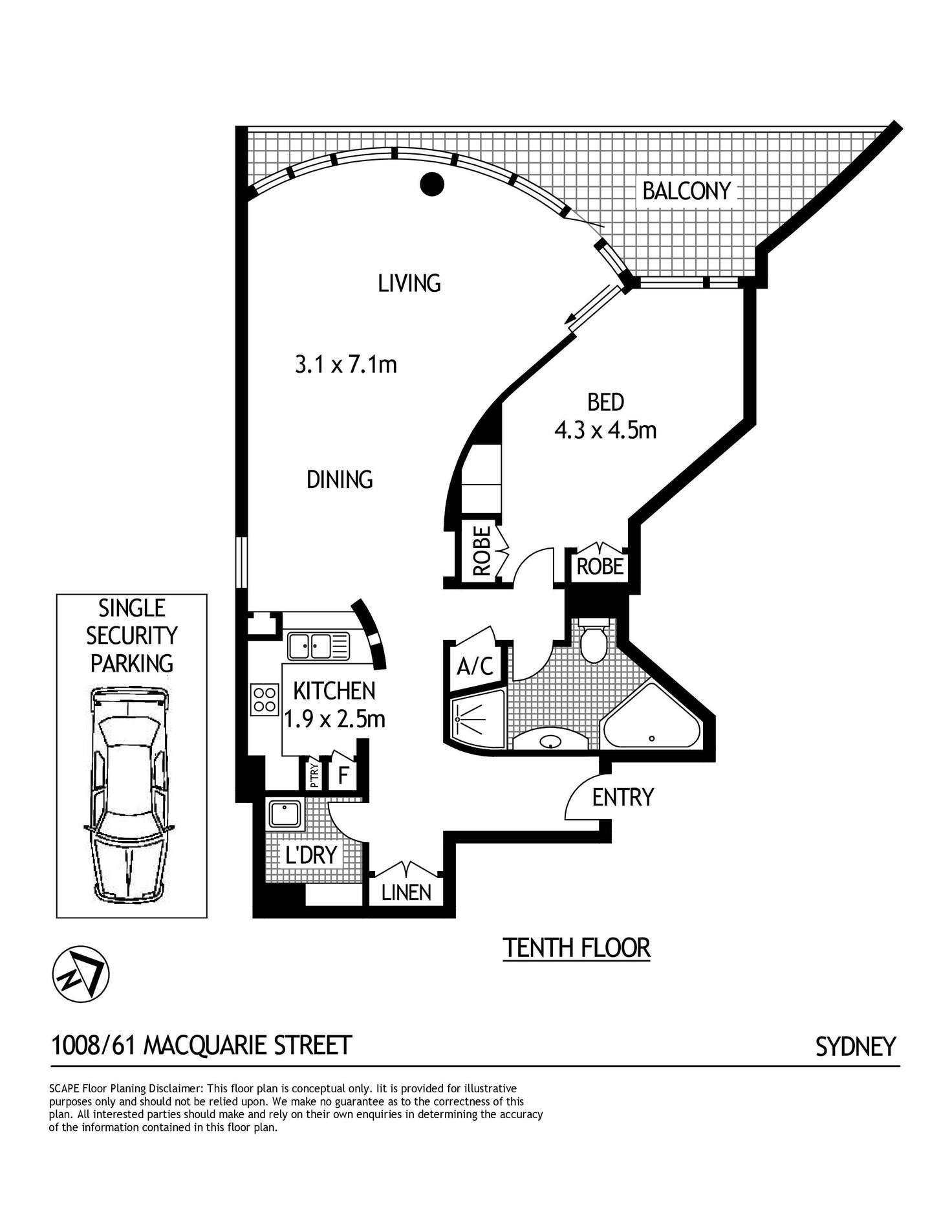 Floorplan of Homely apartment listing, 1008/61 Macquarie Street, Sydney NSW 2000