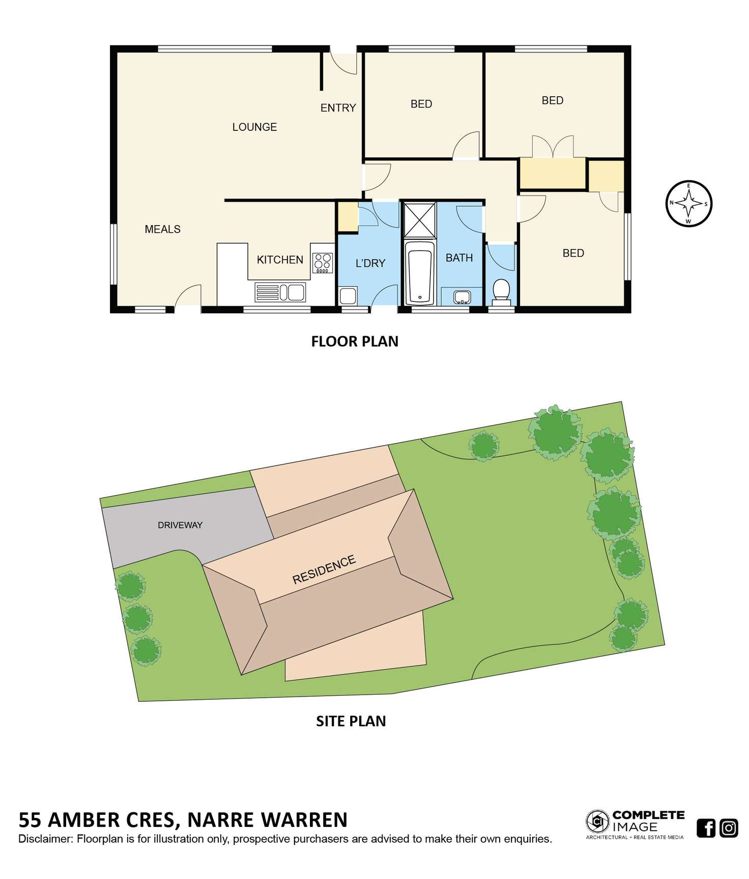 Floorplan of Homely house listing, 55 Amber Crescent, Narre Warren VIC 3805