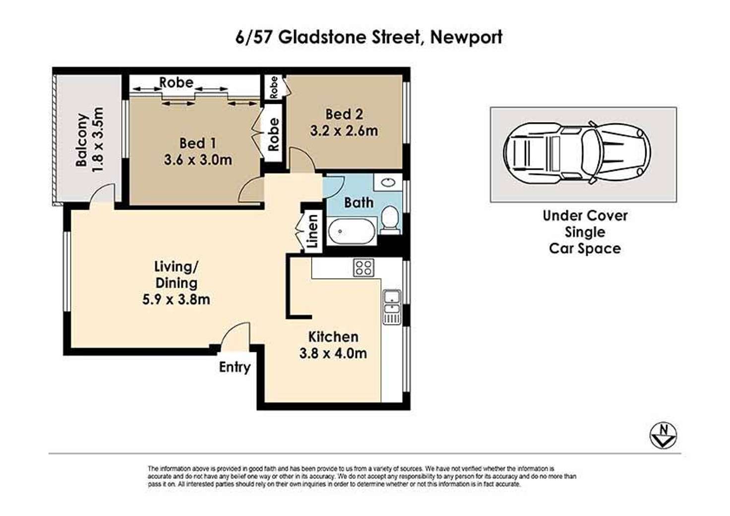 Floorplan of Homely unit listing, 6/57 Gladstone Street, Newport NSW 2106