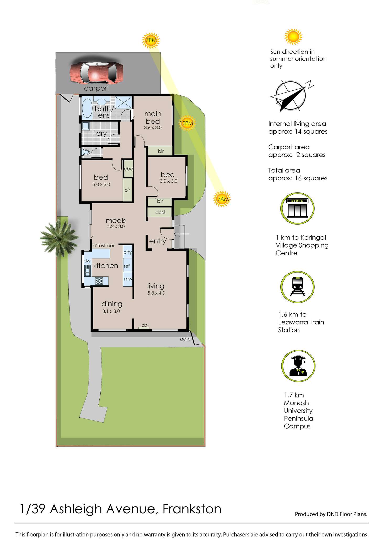 Floorplan of Homely unit listing, 1/39 Ashleigh Avenue, Frankston VIC 3199