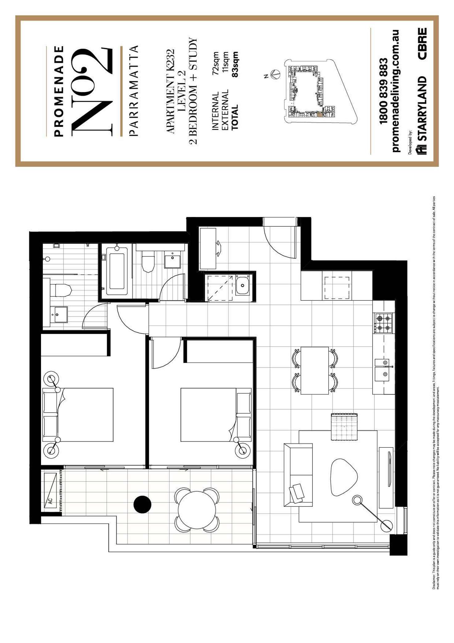Floorplan of Homely apartment listing, 232/2K Morton Street, Parramatta NSW 2150