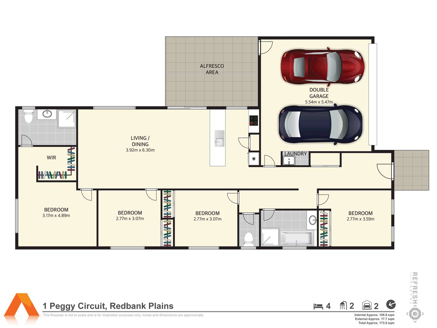 Floorplan of Homely house listing, 1 Peggy Crescent, Redbank Plains QLD 4301
