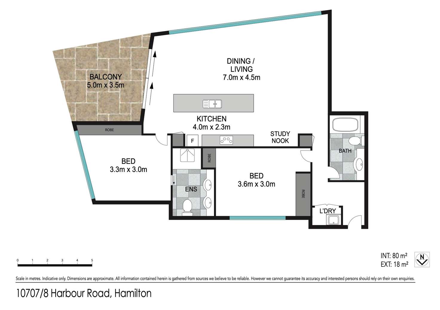 Floorplan of Homely unit listing, 10707/8 Harbour Road, Hamilton QLD 4007