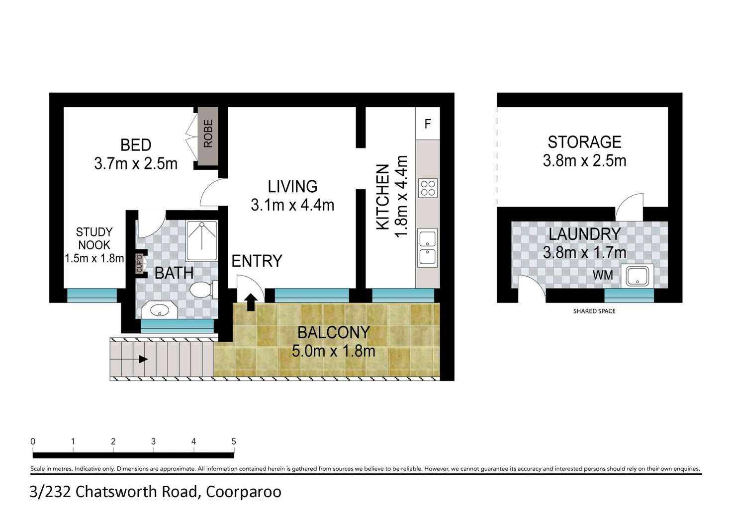 Floorplan of Homely unit listing, 3/232 Chatsworth Road, Coorparoo QLD 4151