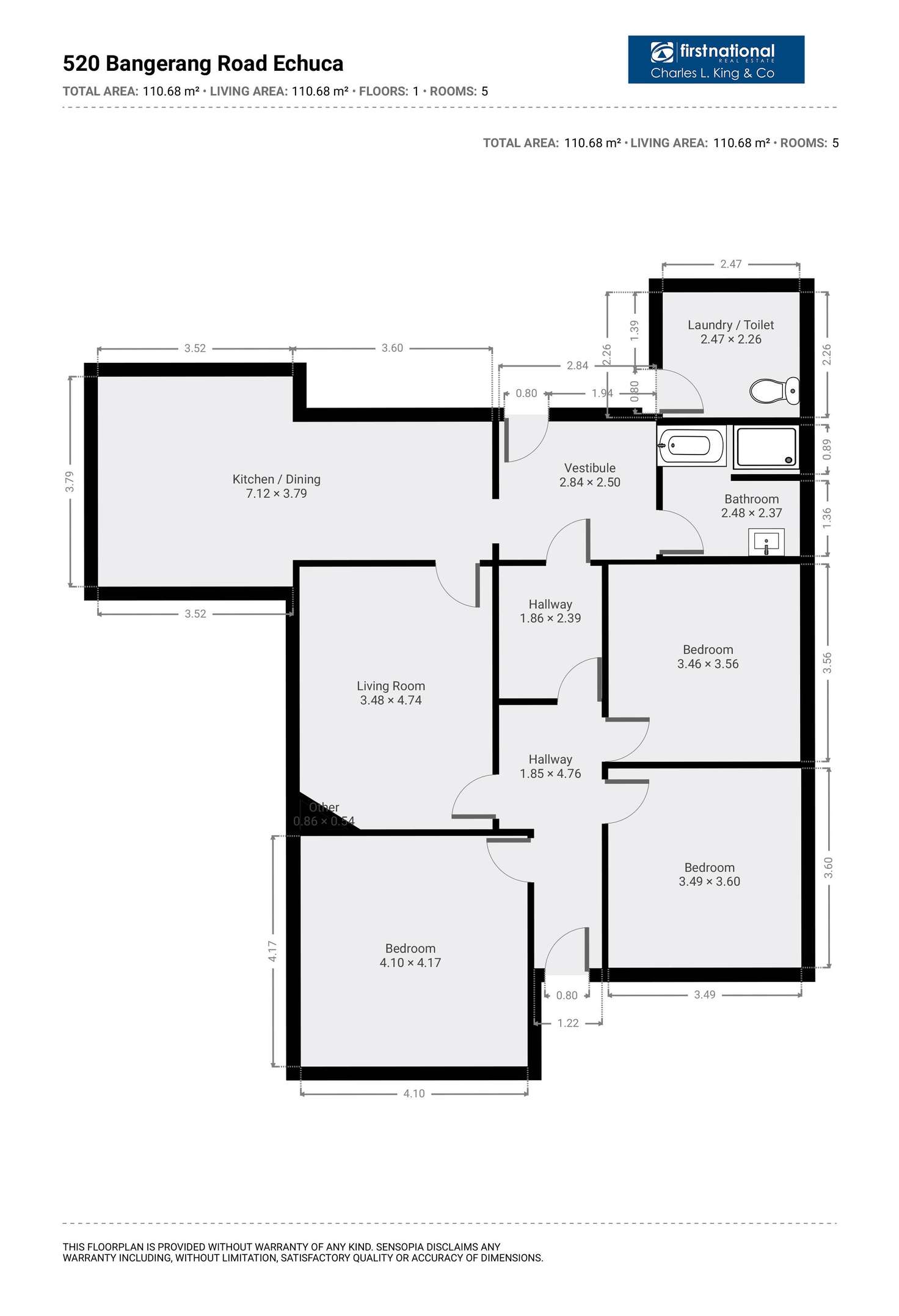 Floorplan of Homely house listing, 520 Bangerang Road, Echuca VIC 3564