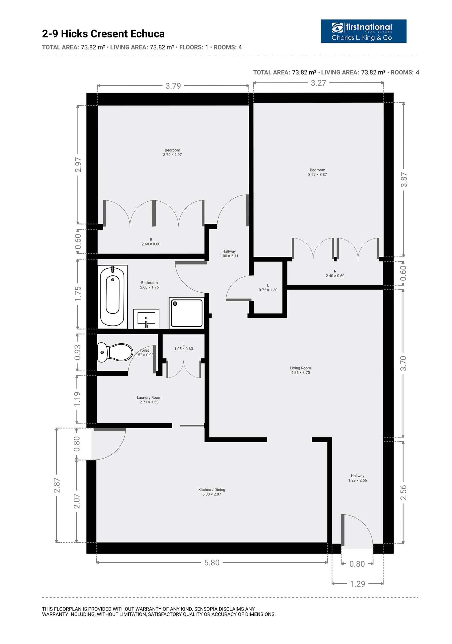 Floorplan of Homely unit listing, 2/9 Hicks Crescent, Echuca VIC 3564